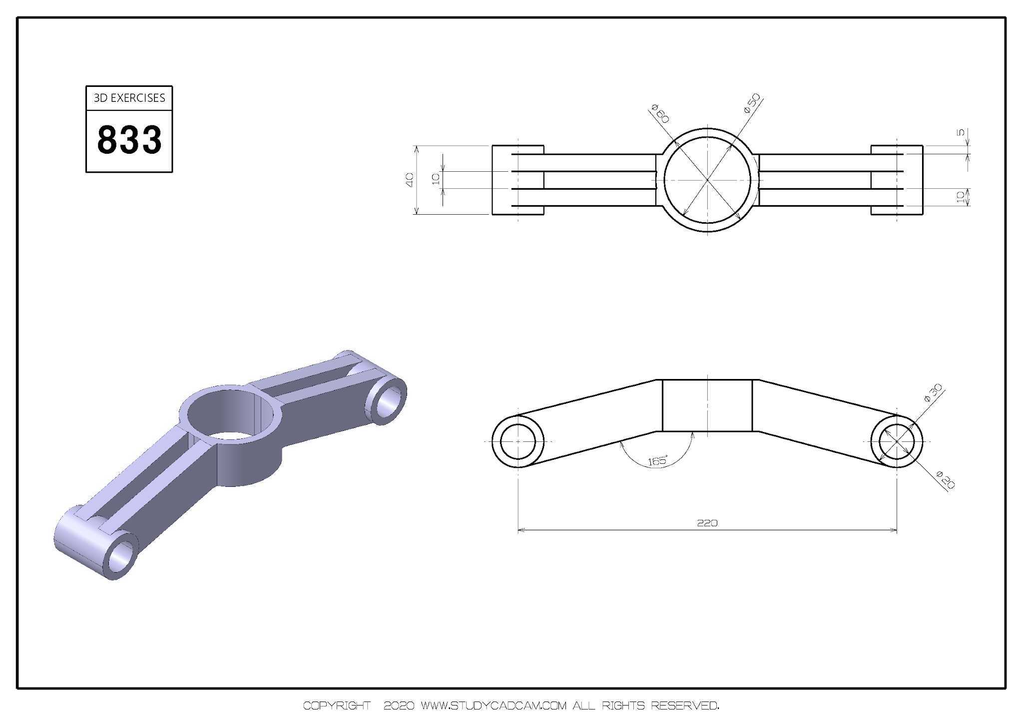 Studycadcam 3D CAD 练习 833/Autodesk Inventor Pro