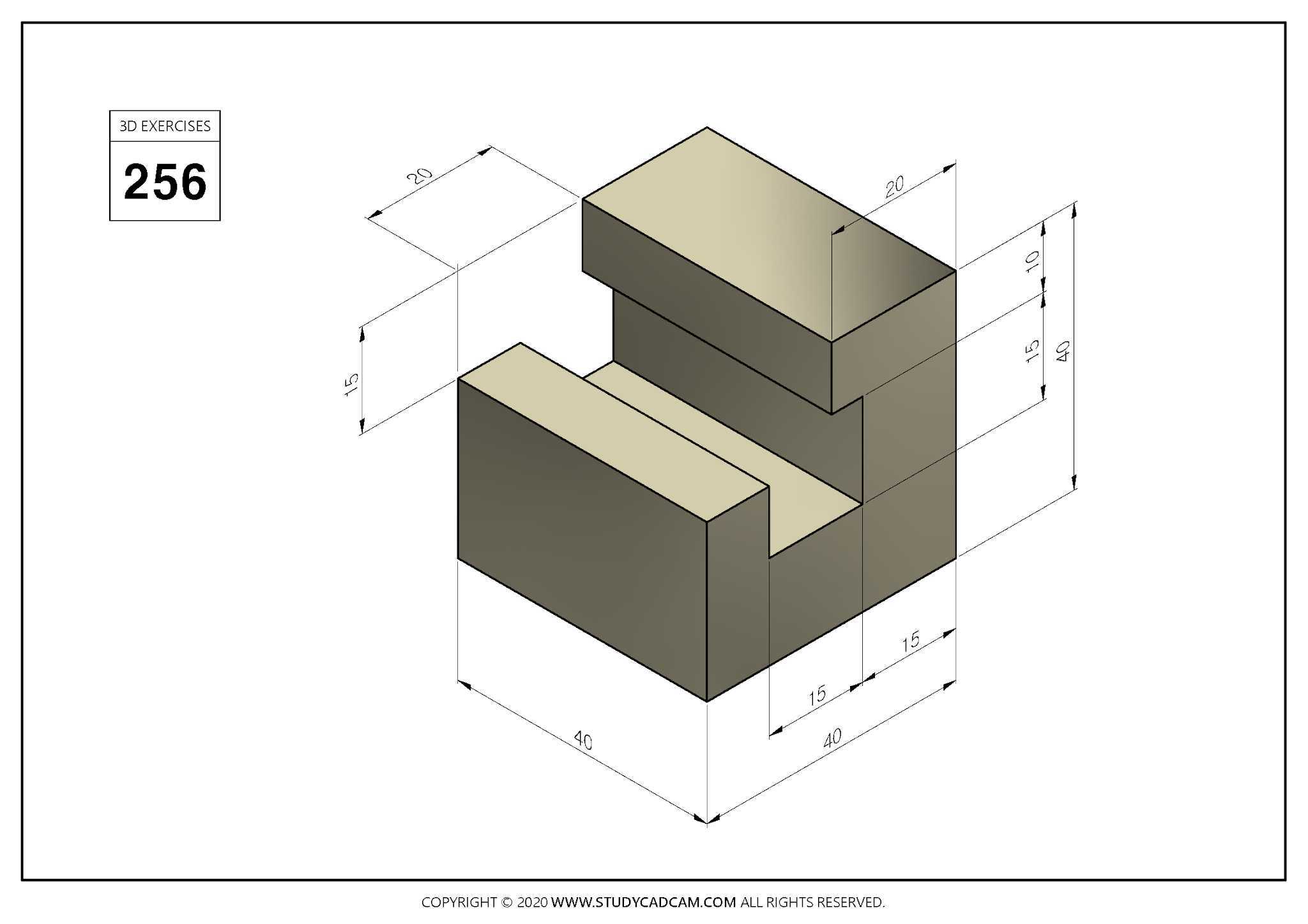 Studycadcam 3D CAD 练习 256 / 简单实体 Autodesk Inventor Pro