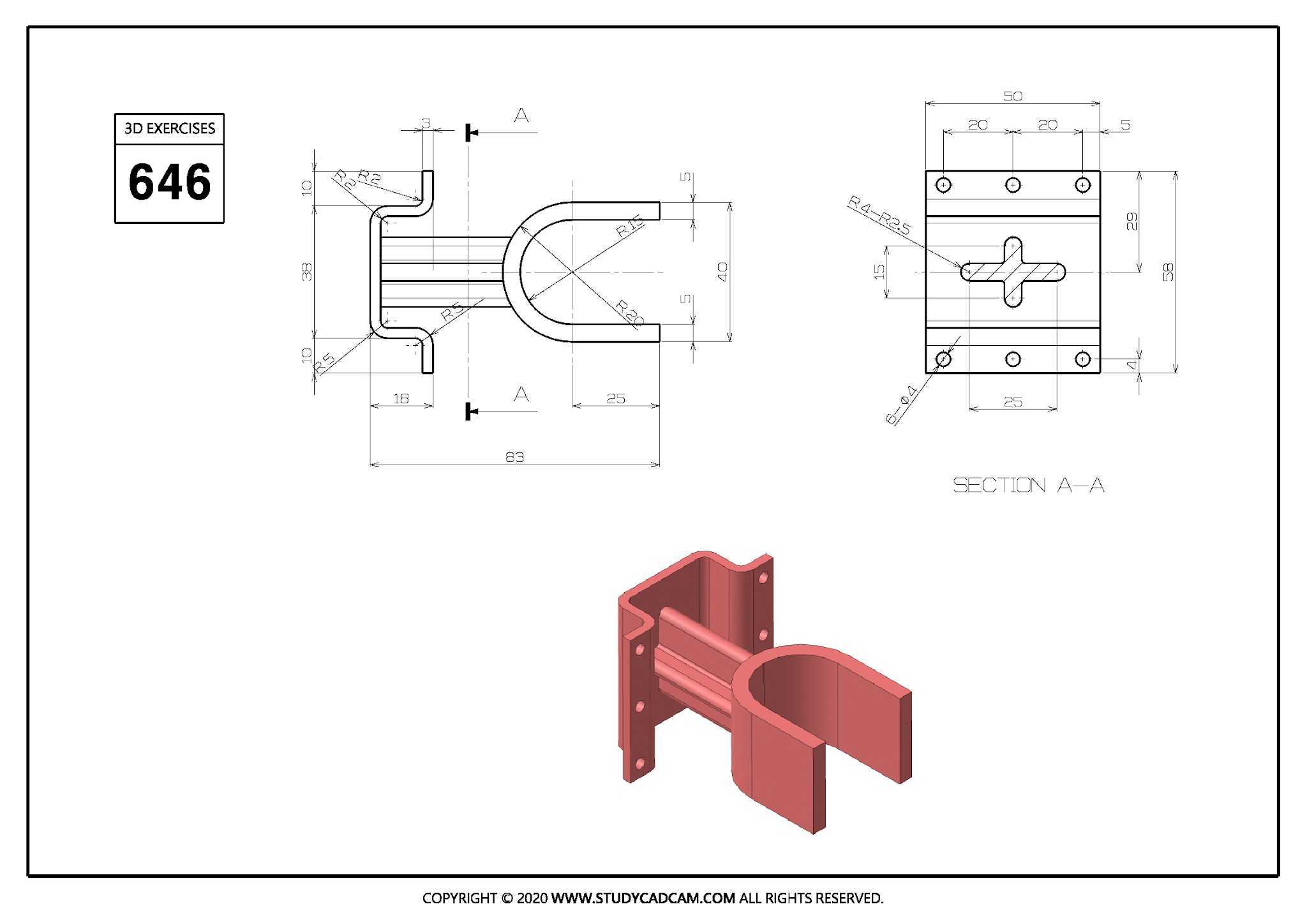 Studycadcam 3D CAD 练习 646/Autodesk Inventor Pro