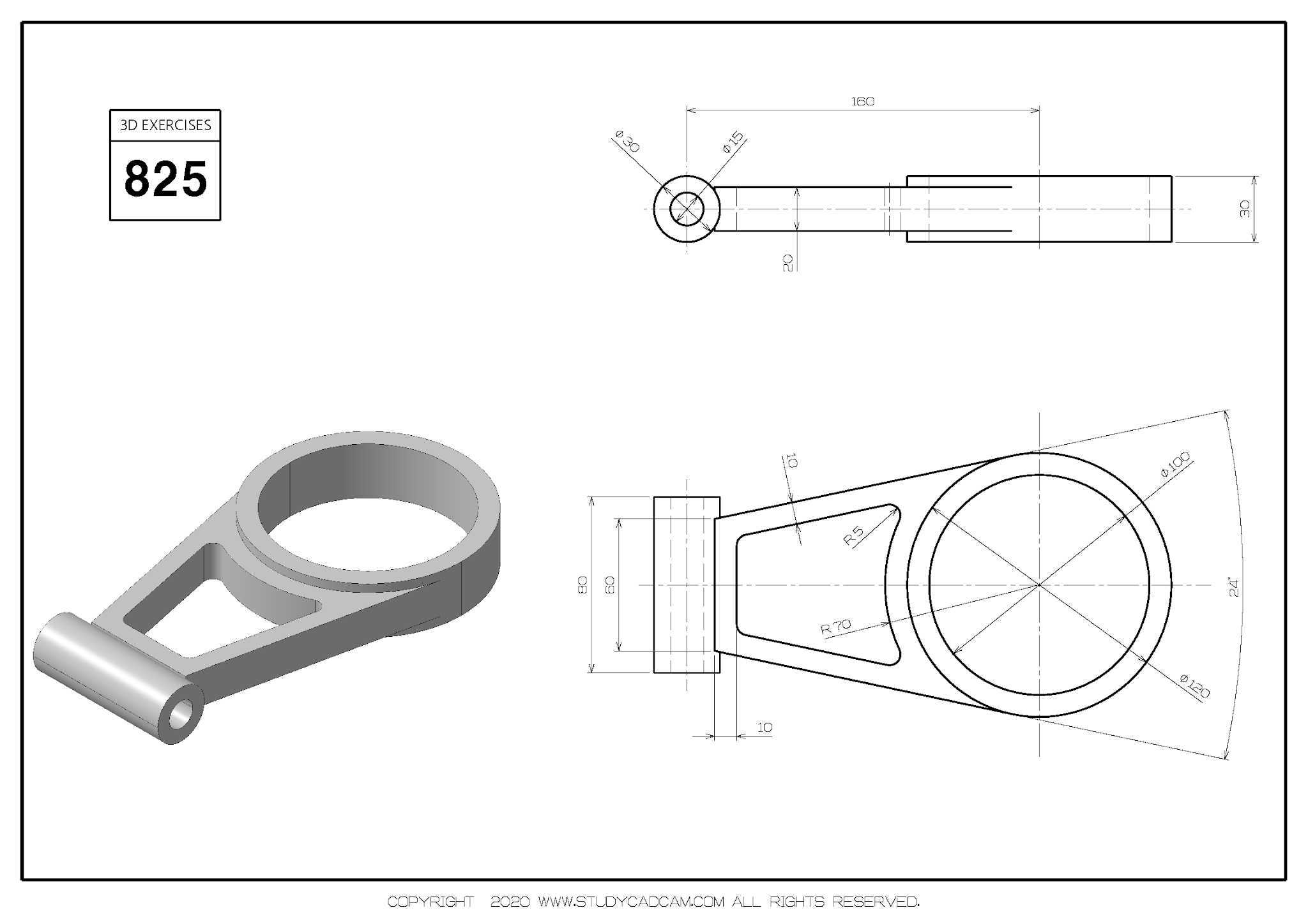 Studycadcam 3D CAD 练习 825/Autodesk Inventor Pro