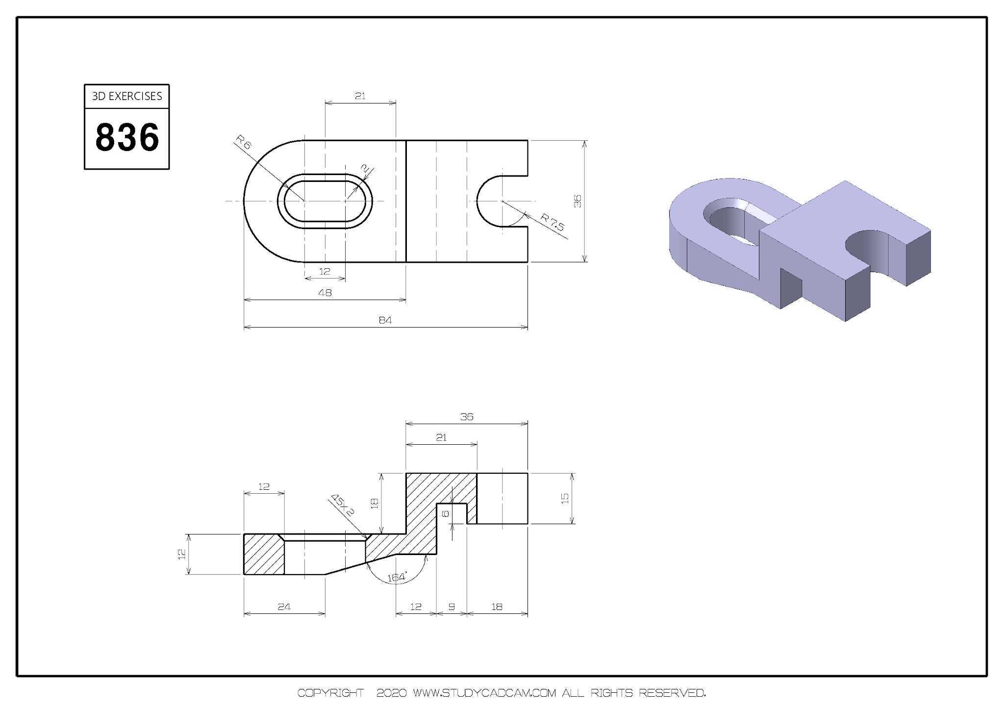 Studycadcam 3D CAD 练习 836/Autodesk Inventor Pro