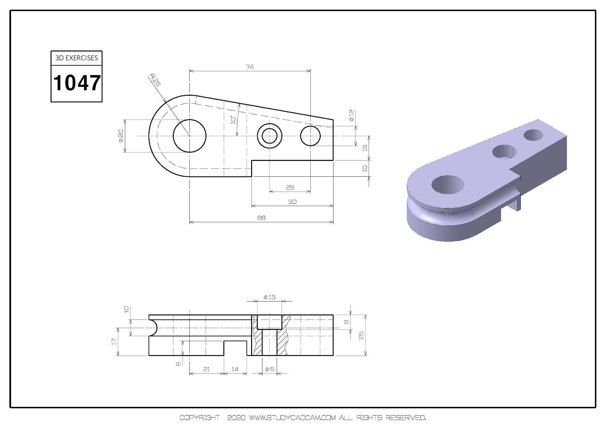 Studycadcam 3D CAD 练习 1047/Autodesk Inventor Pro