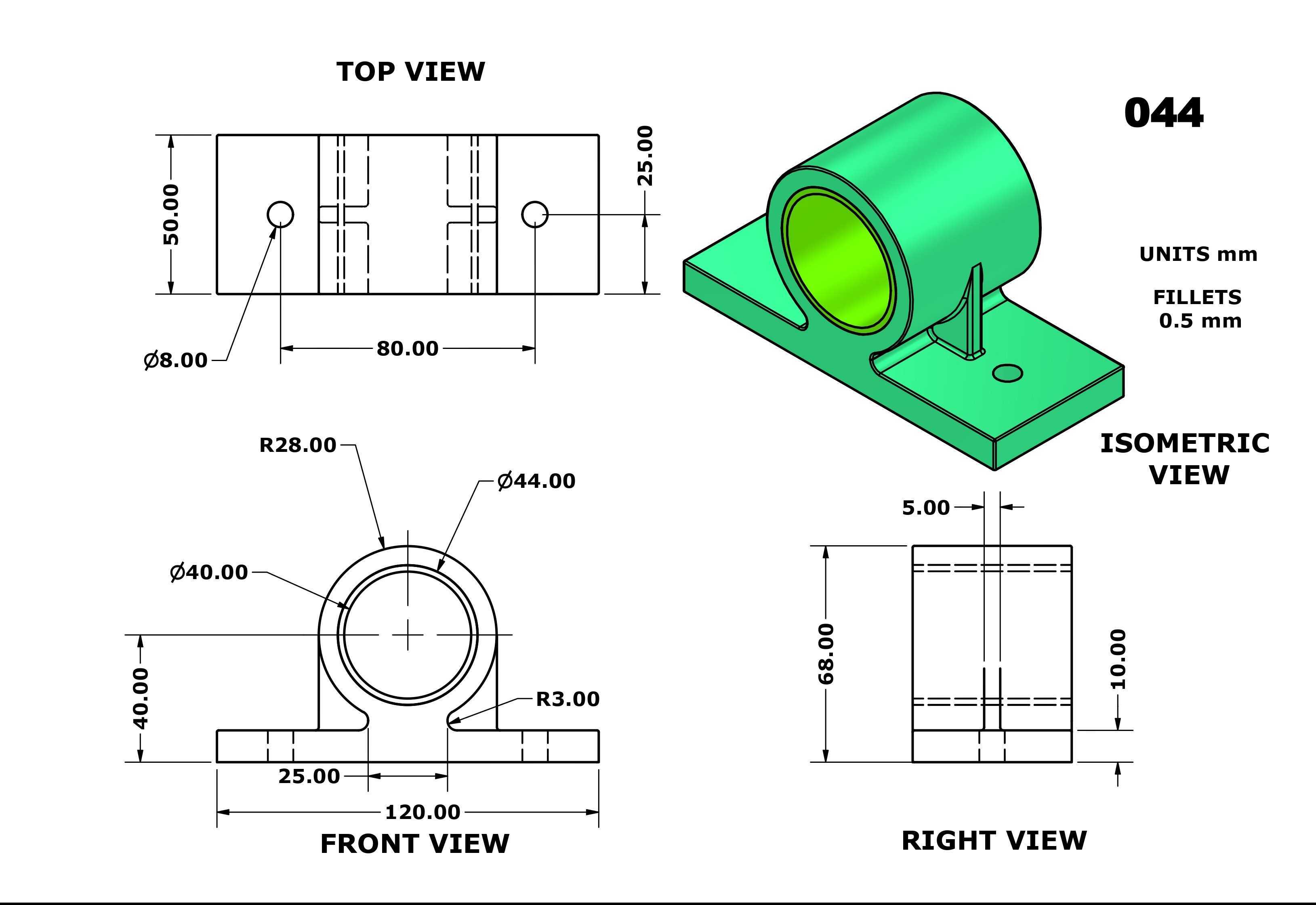 3D CAD 基础练习 044/Autodesk Inventor Pro