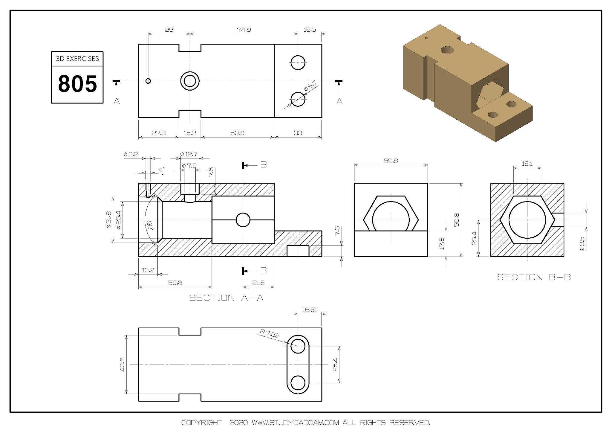 Studycadcam 3D CAD 练习 805/Autodesk Inventor Pro