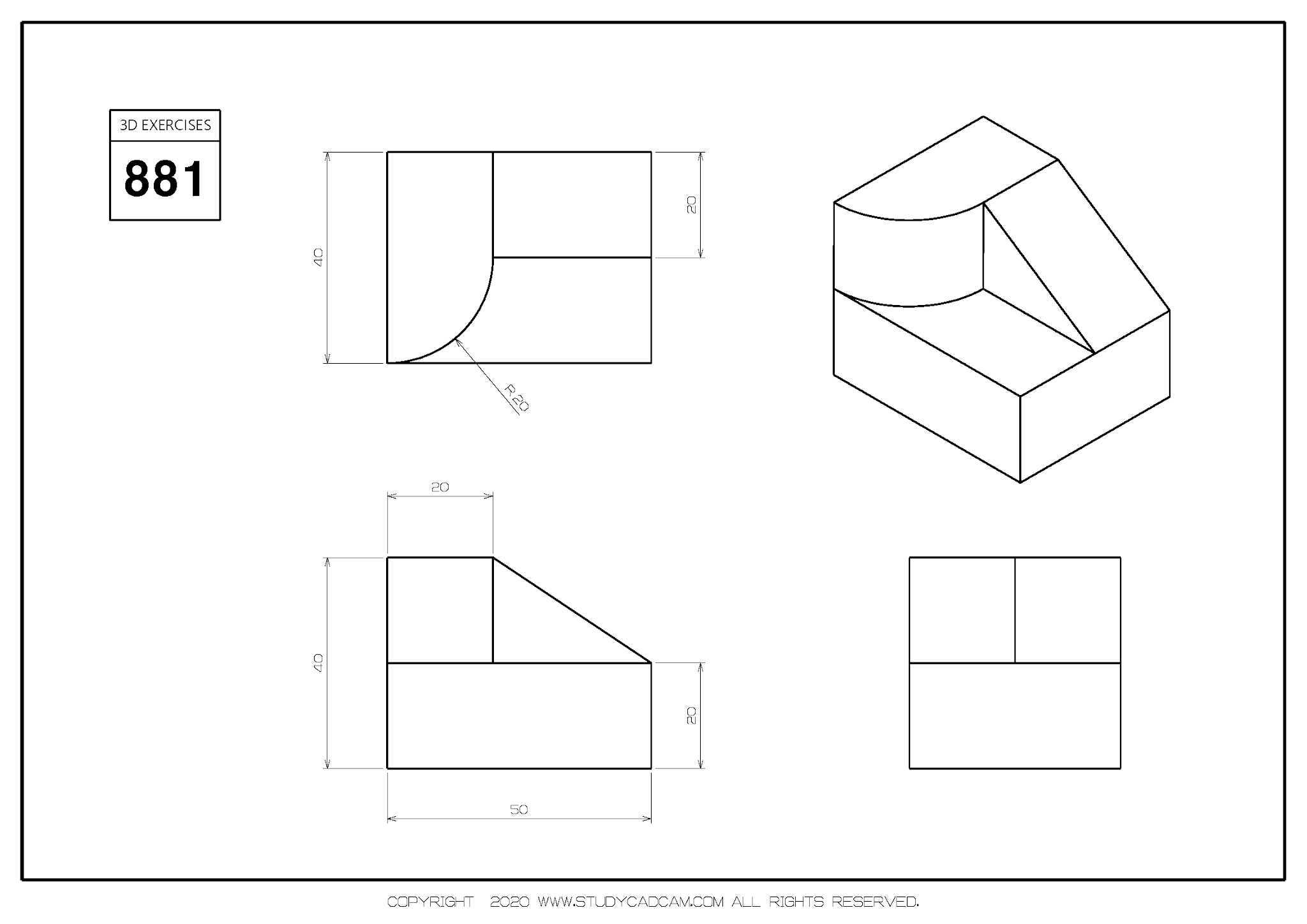Studycadcam 3D CAD 练习 881/Autodesk Inventor Pro