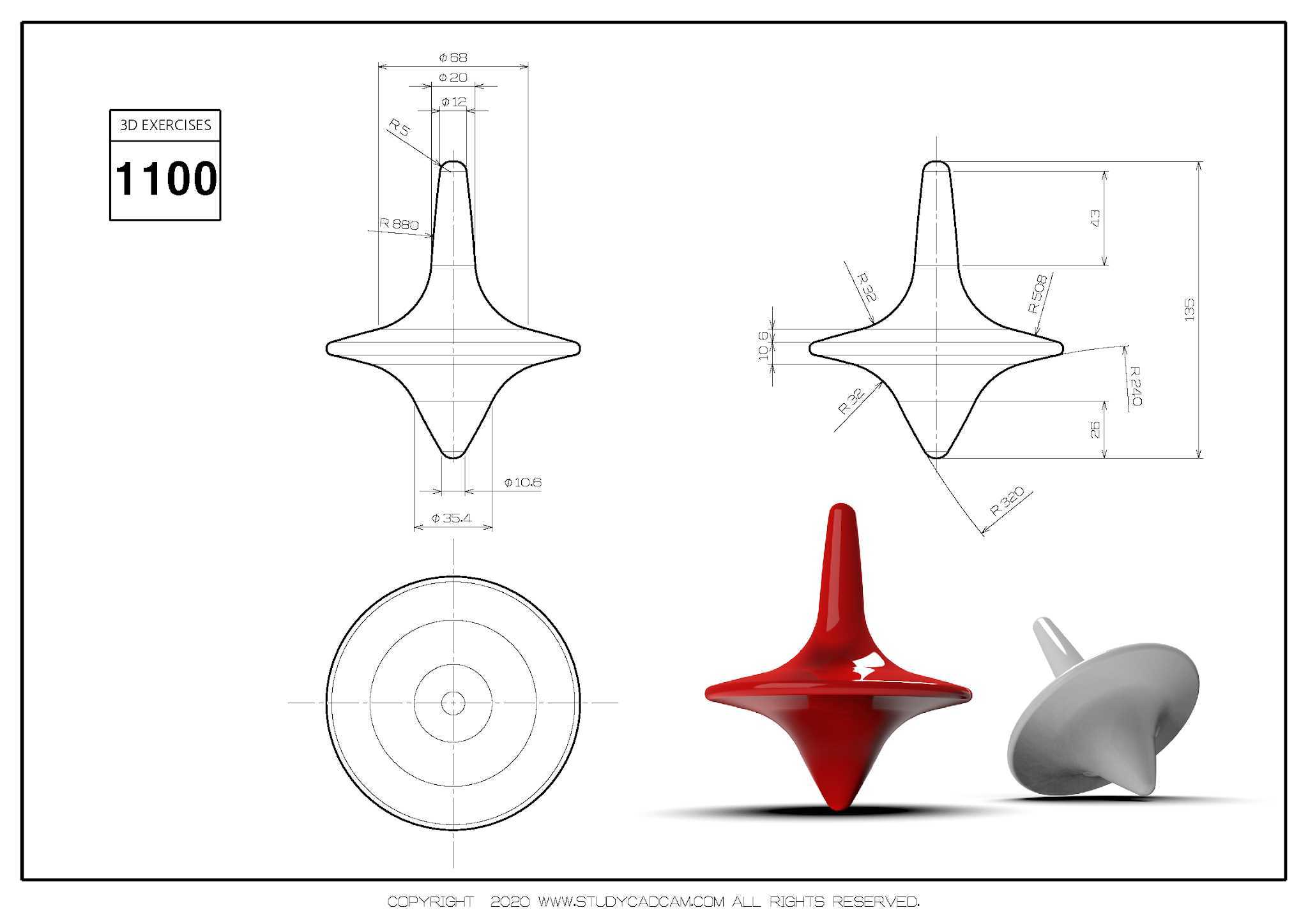 Studycadcam 3D CAD 练习 1100/Gyro_Top/Peonza_Perinola/Autodesk Inventor Pro