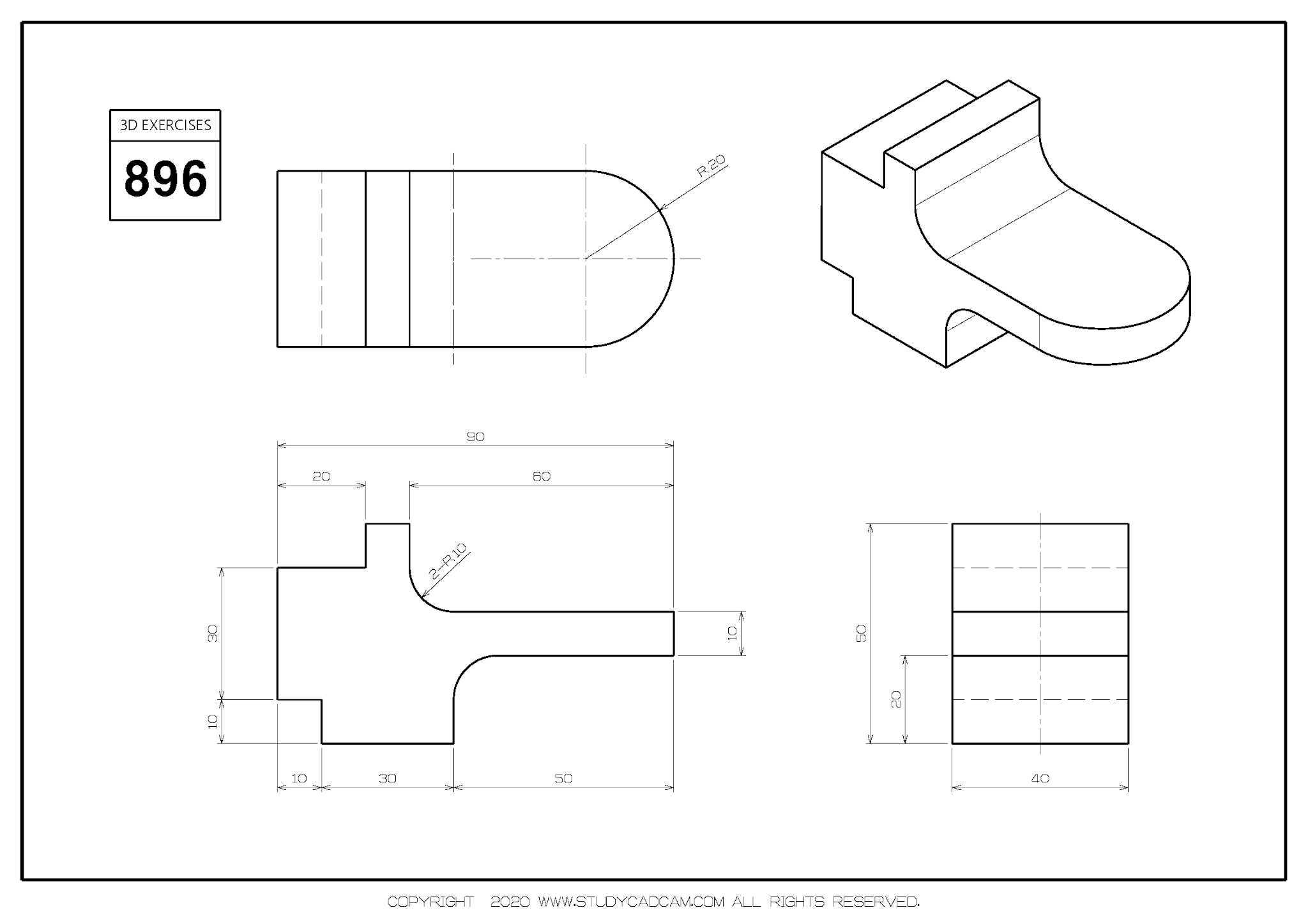Studycadcam 3D CAD 练习 896/Autodesk Inventor Pro