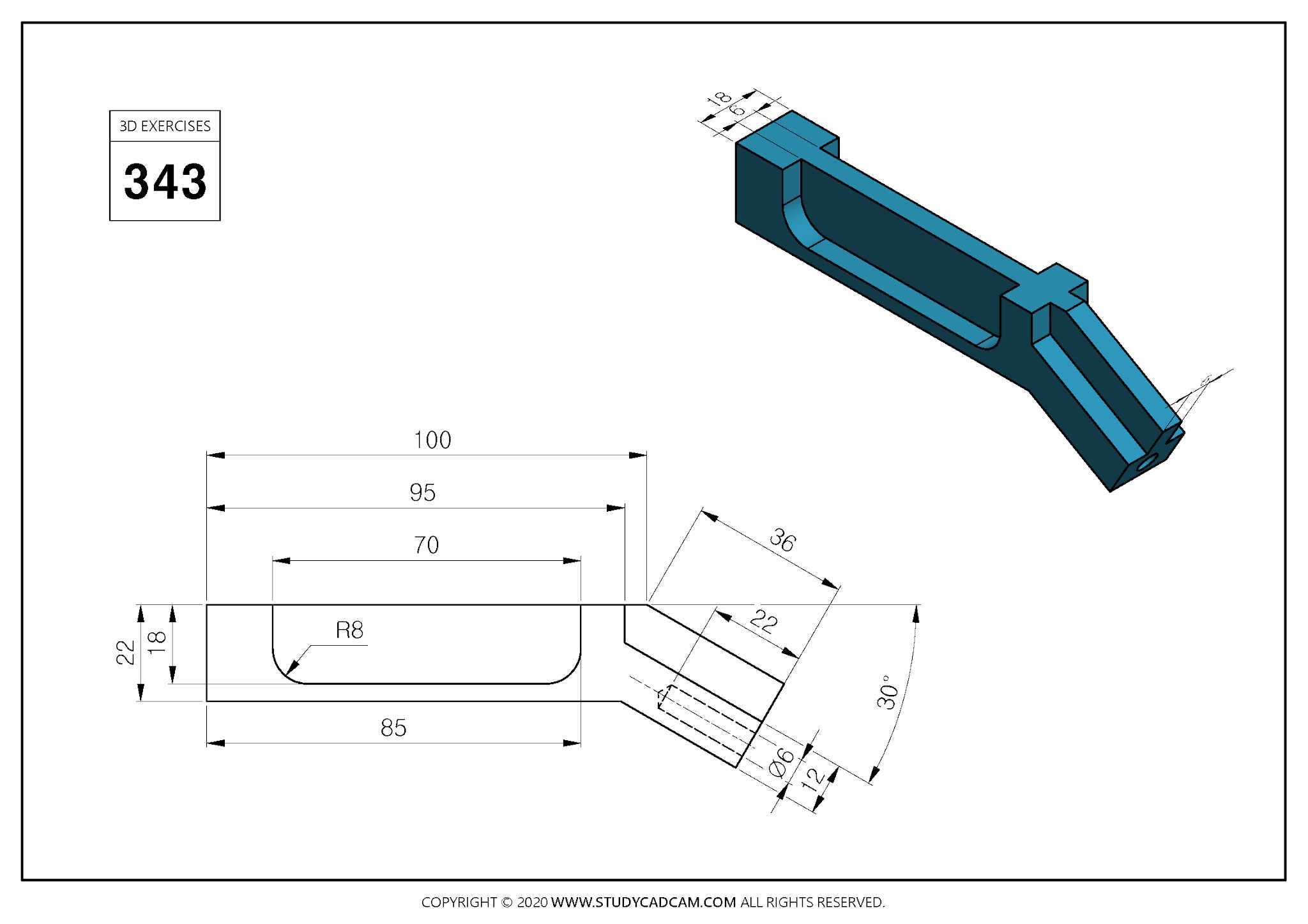 Studycadcam 3D CAD 练习 343 /Autodesk Inventor Pro