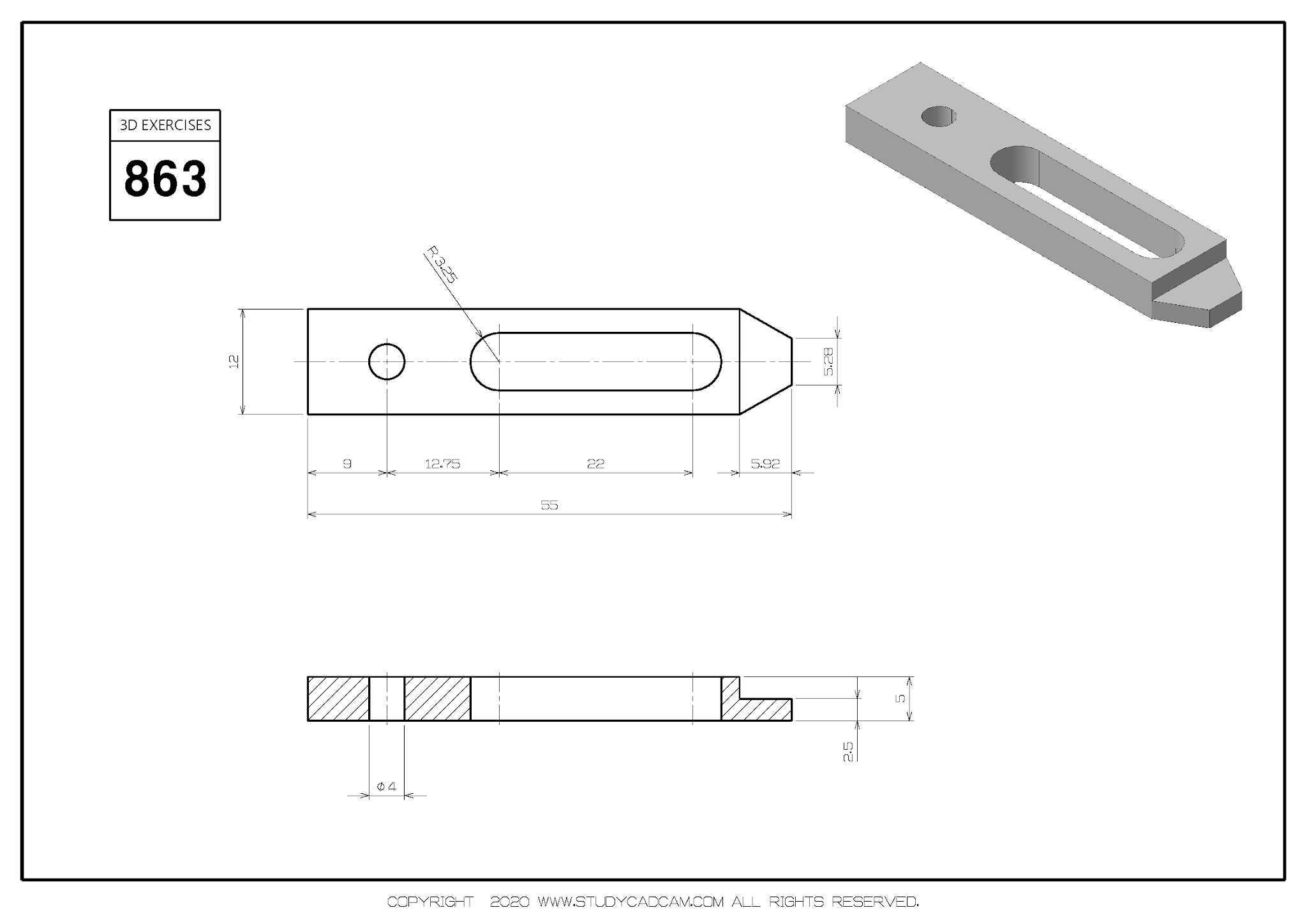 Studycadcam 3D CAD 练习 863 /Autodesk Inventor Pro