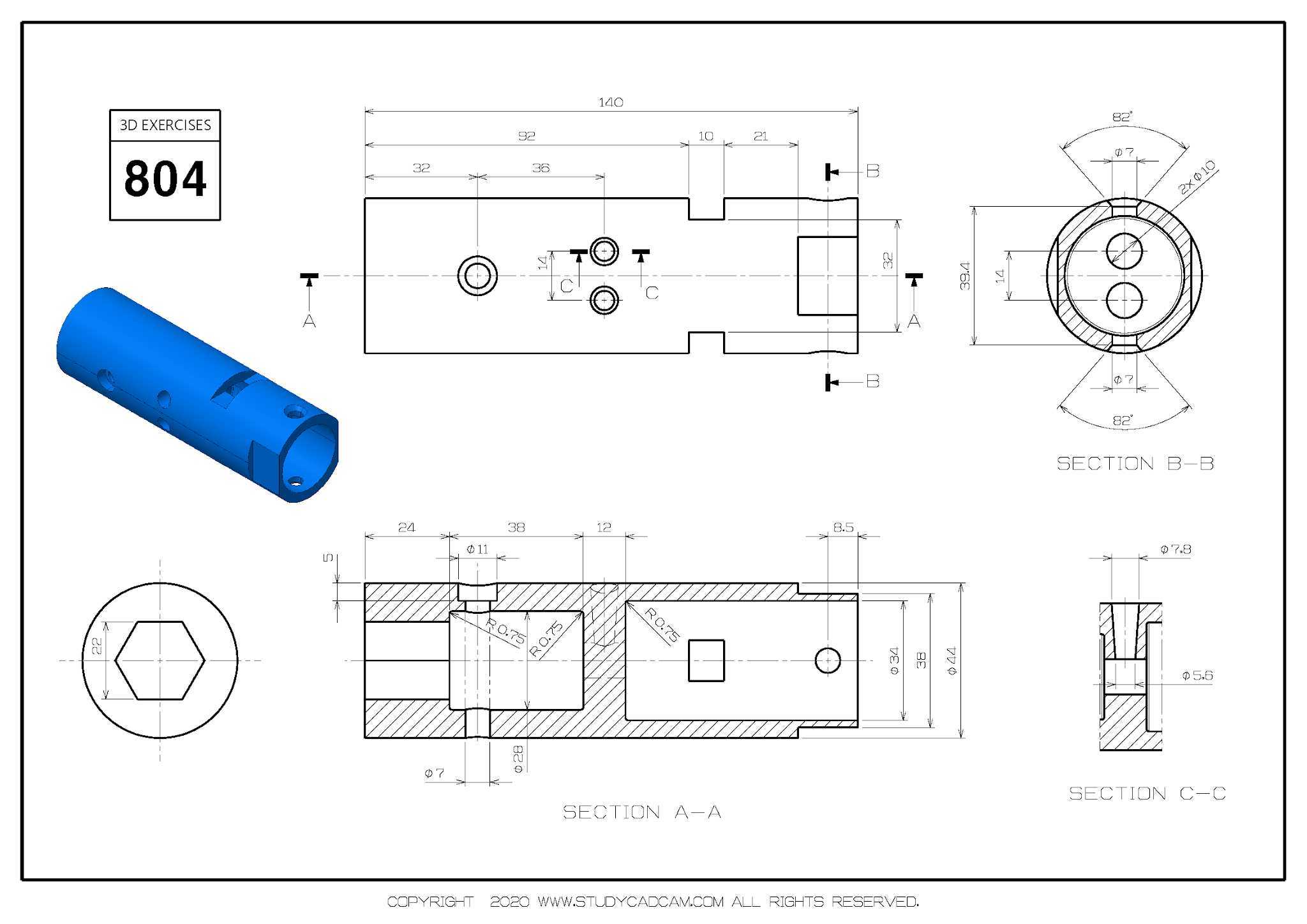 Studycadcam 3D CAD 练习 804/Autodesk Inventor Pro