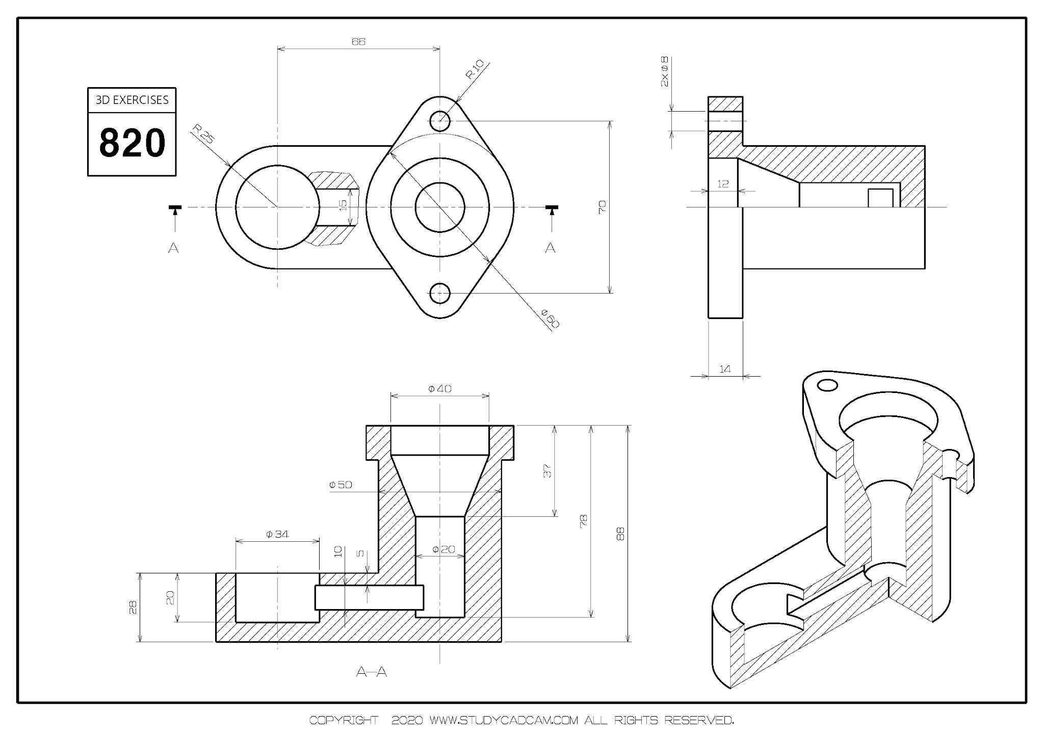 Studycadcam 3D CAD 练习 820/Autodesk Inventor Pro