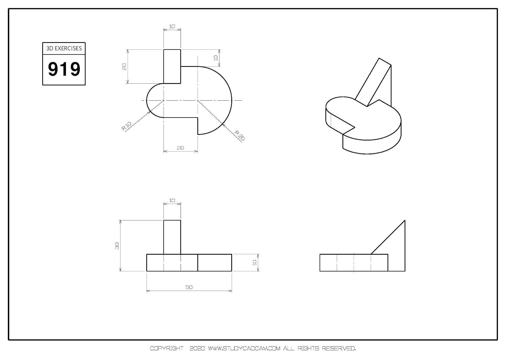 Studycadcam 3D CAD 练习 919/Autodesk Inventor Pro