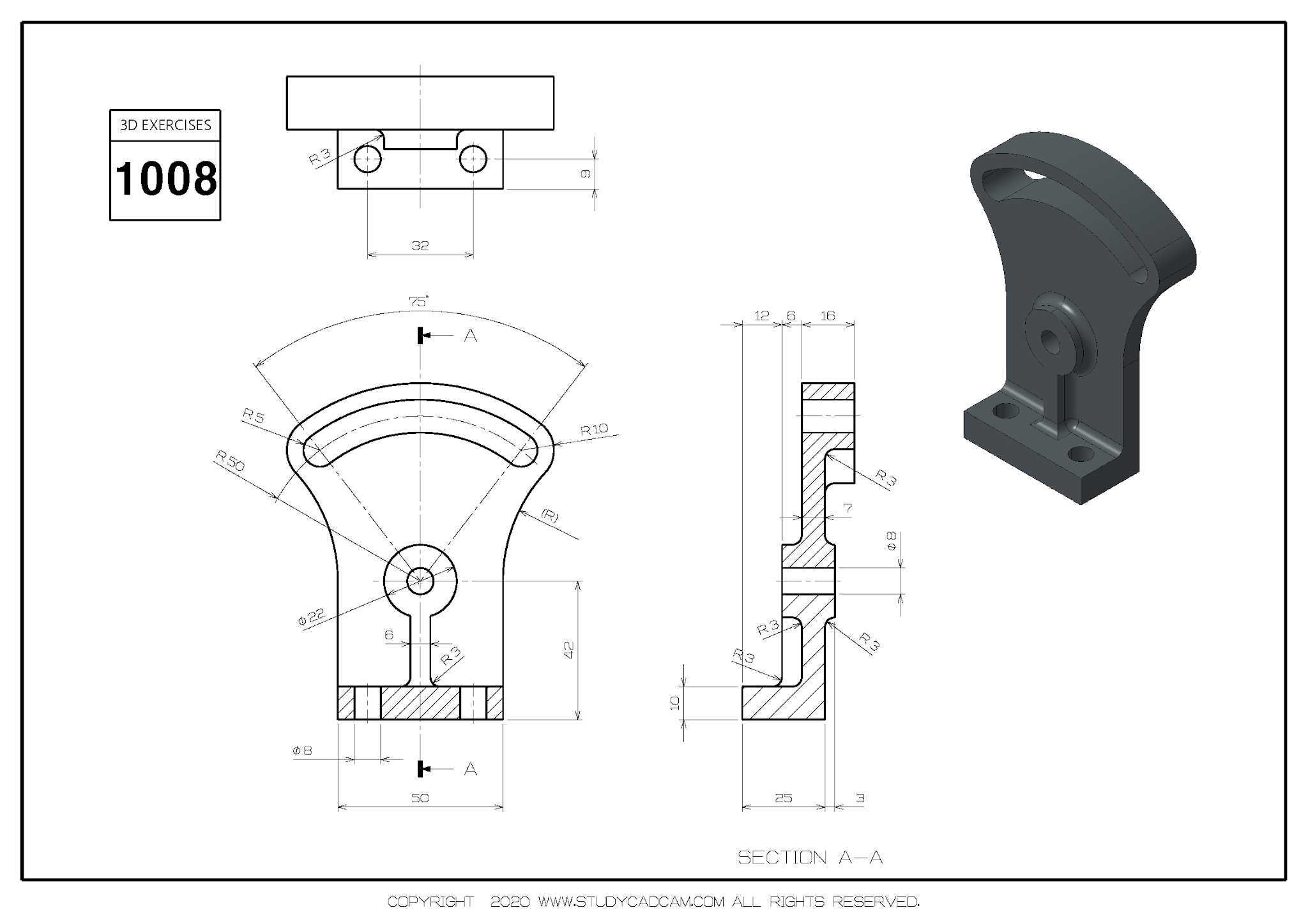 Studycadcam 3D CAD 练习 1008/Autodesk Inventor Pro