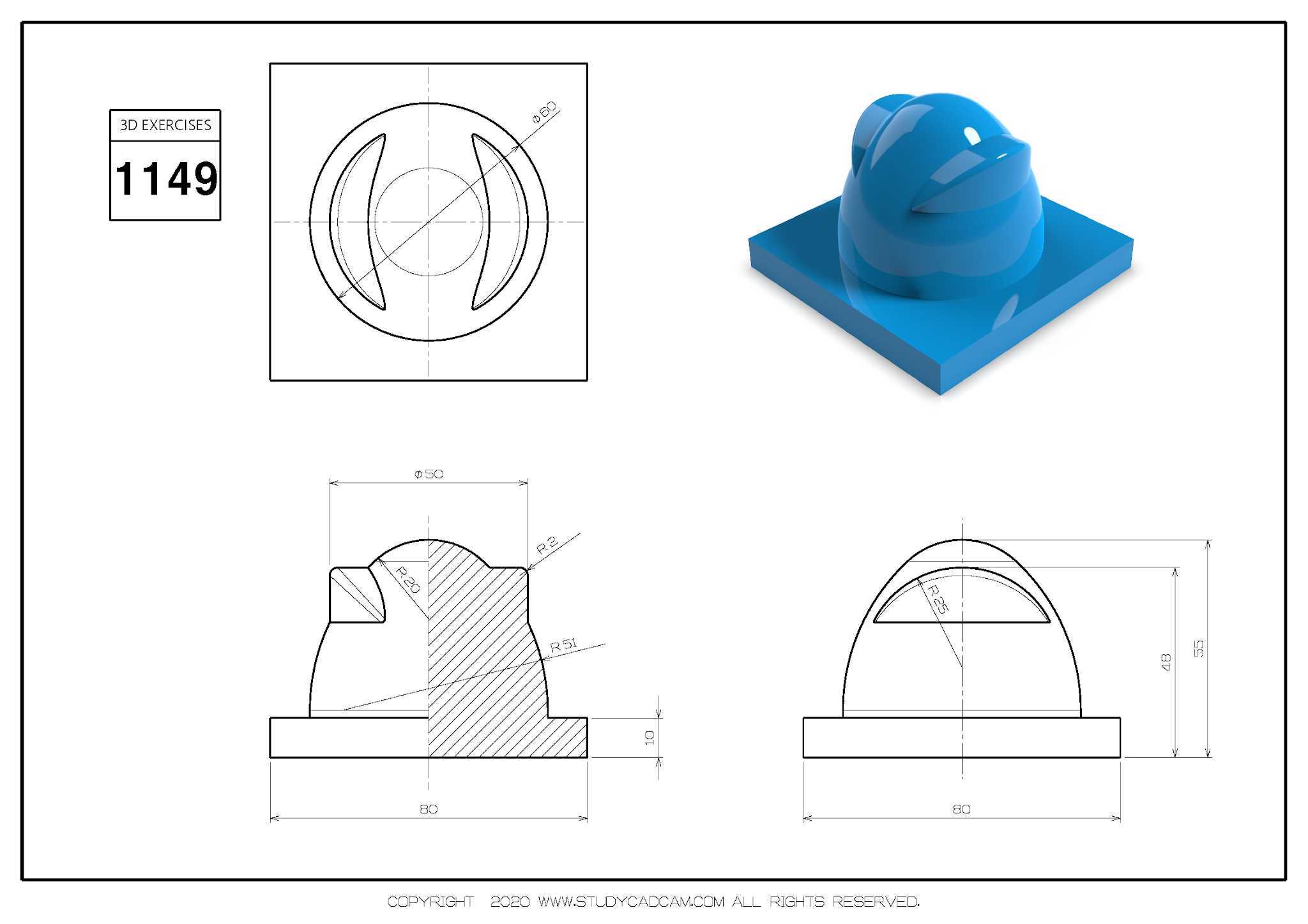 Studycadcam 3D CAD 练习 1149/Autodesk Inventor Pro