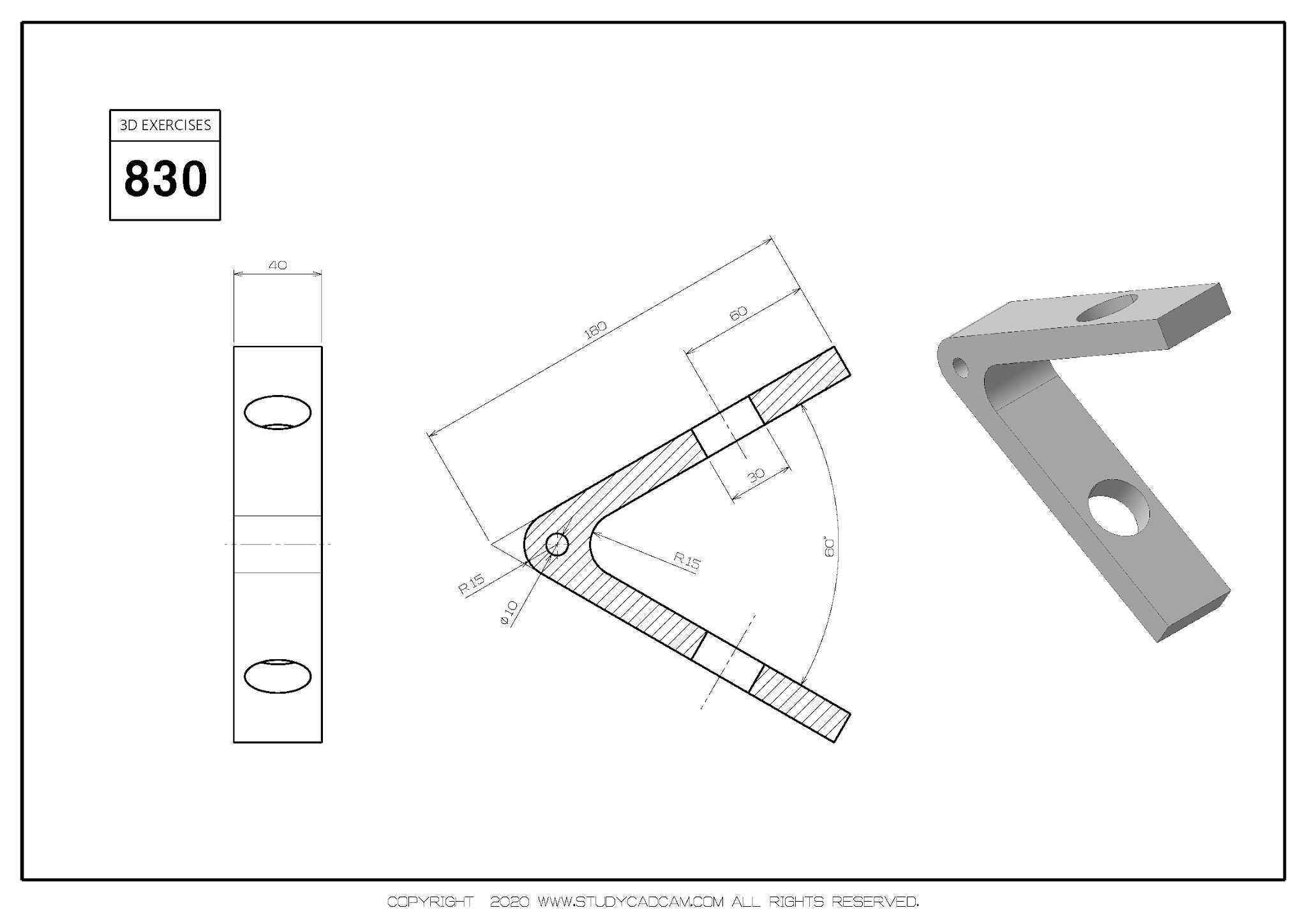 Studycadcam 3D CAD 练习 830/Autodesk Inventor Pro