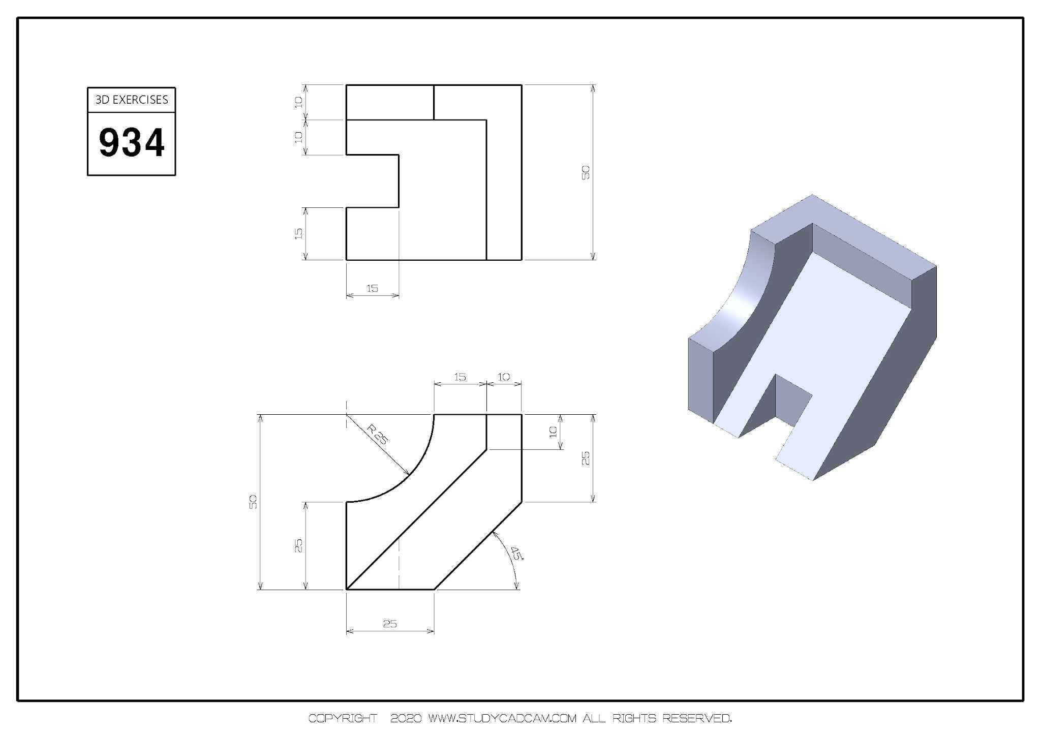 Studycadcam 3D CAD 练习 934/Autodesk Inventor Pro