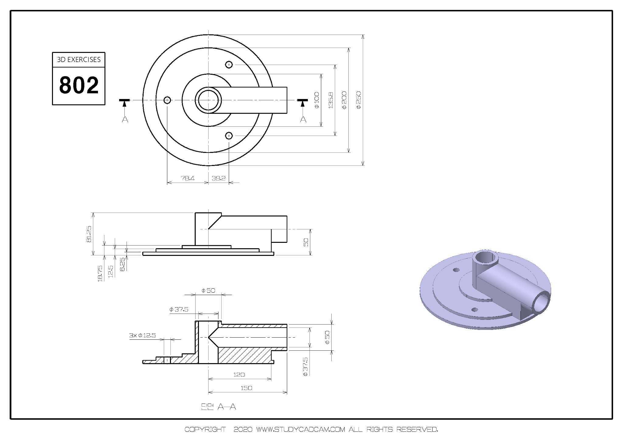 Studycadcam 3D CAD 练习 802/Autodesk Inventor Pro