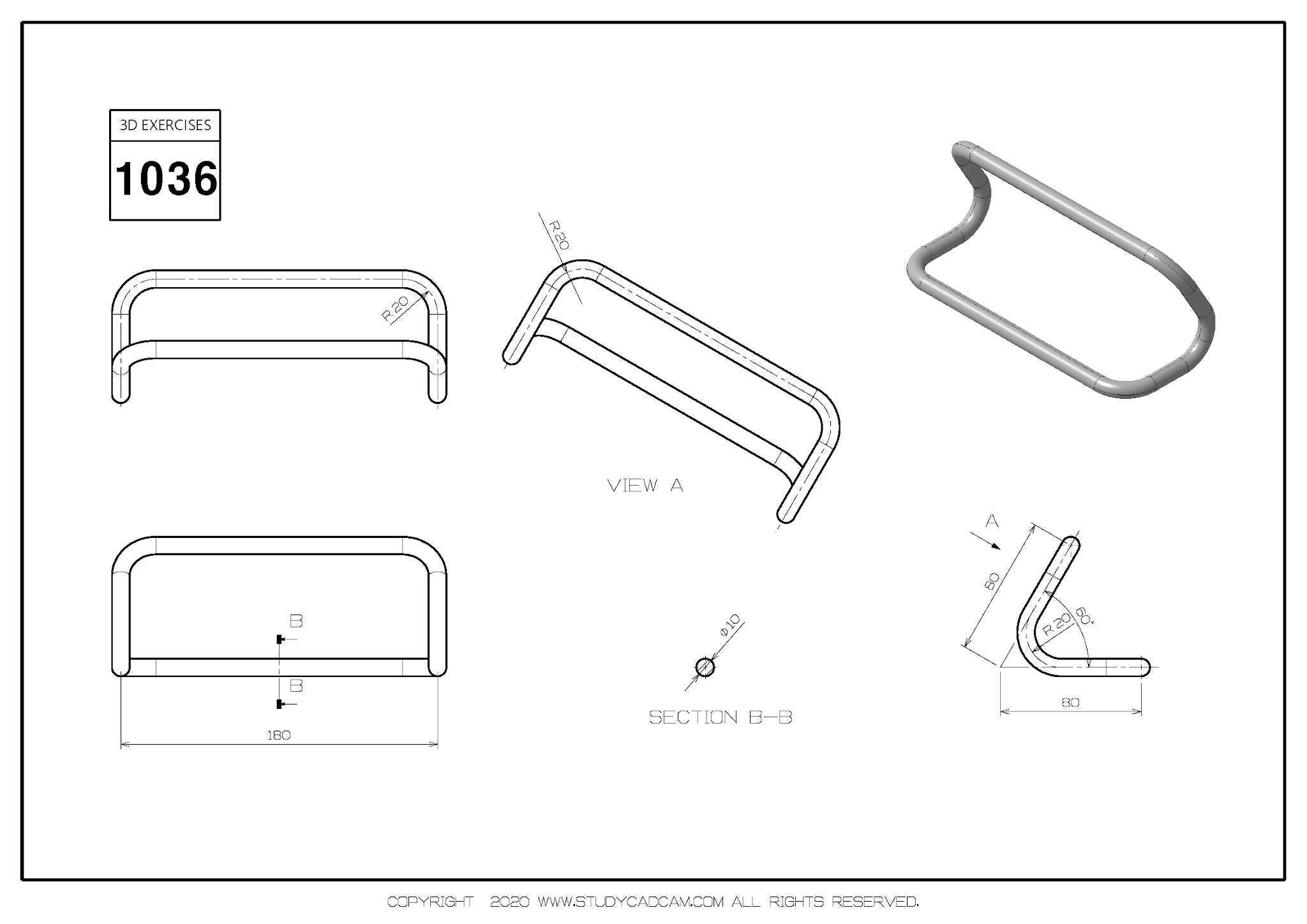 Studycadcam 3D CAD 练习 1036/Autodesk Inventor Pro