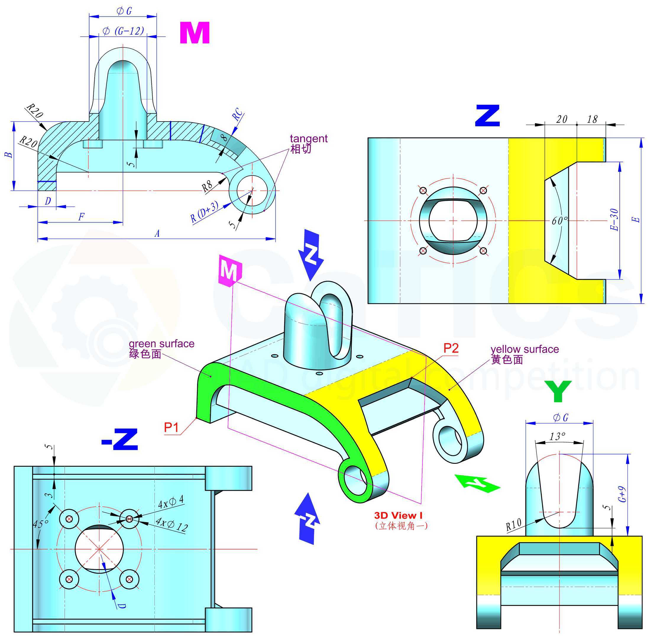 3D CAD 基础练习 / CATICS 3D18-M03/ Autodesk Inventor Pro