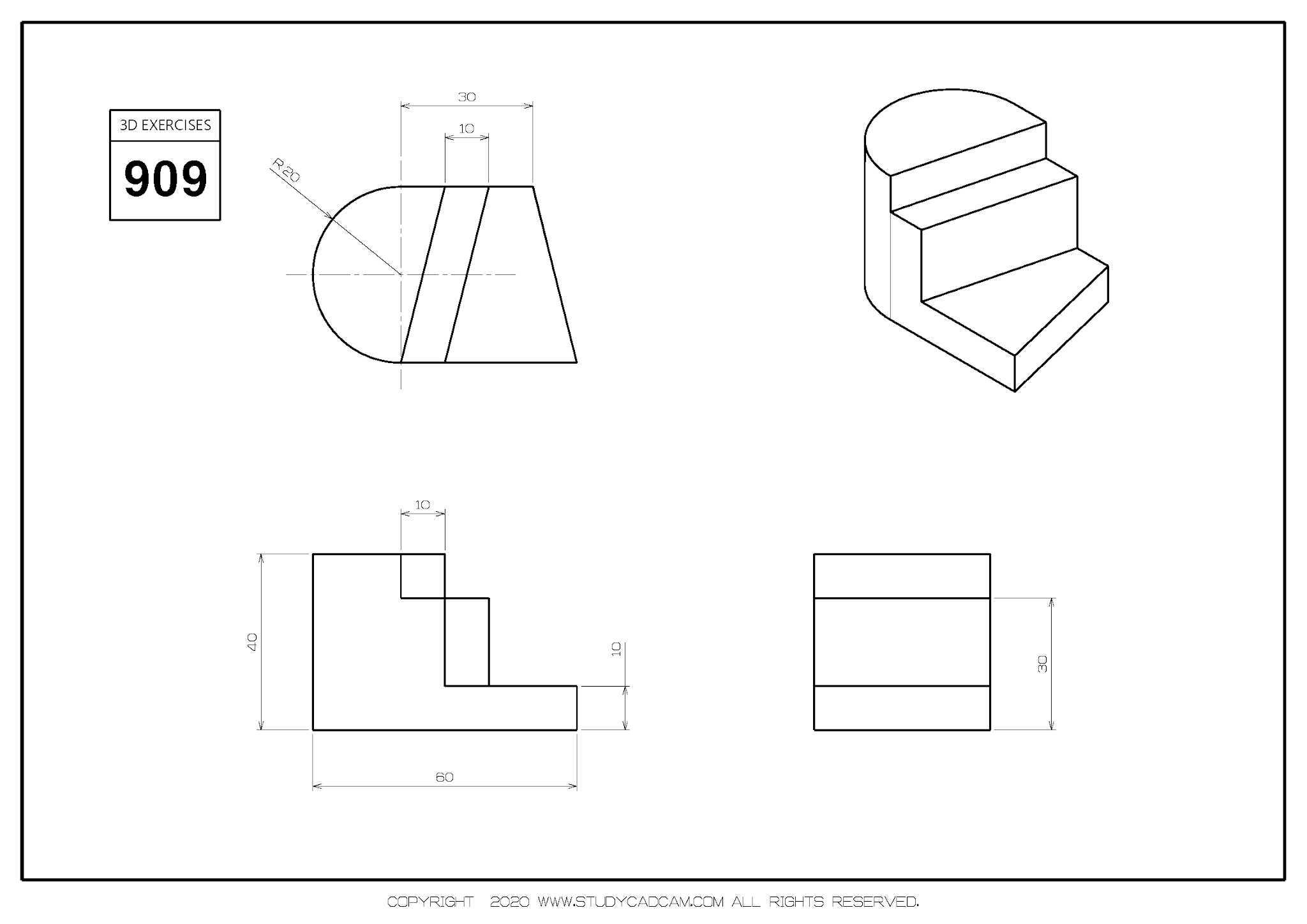Studycadcam 3D CAD 练习 909/Autodesk Inventor Pro