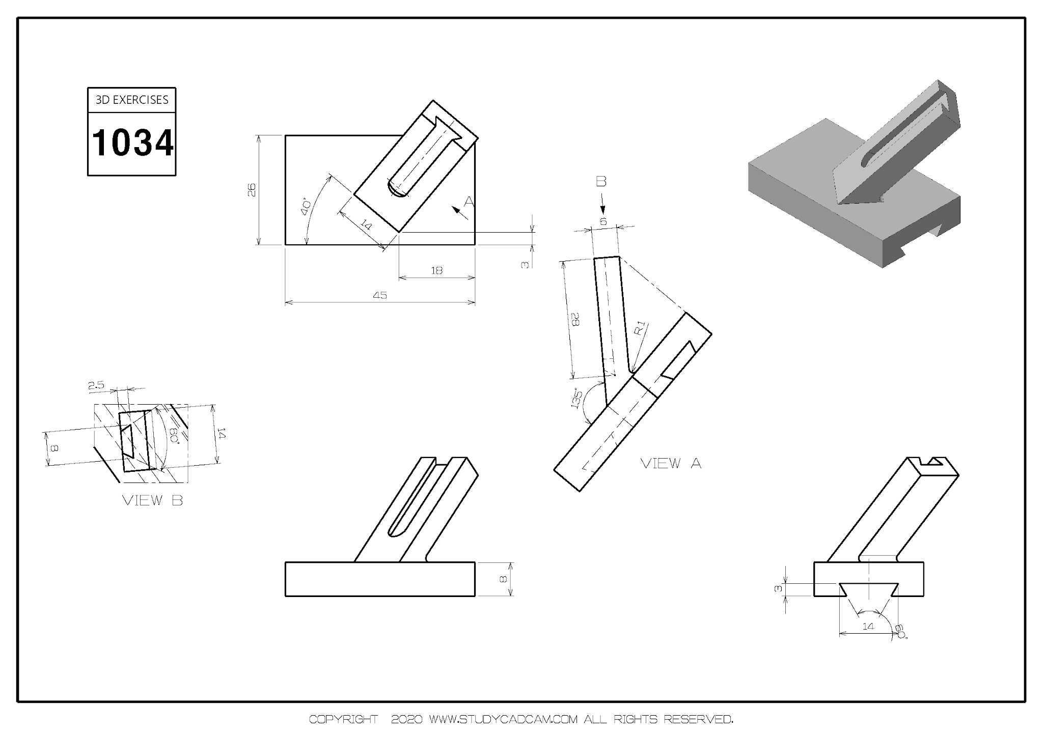 Studycadcam 3D CAD 练习 1034/Autodesk Inventor Pro