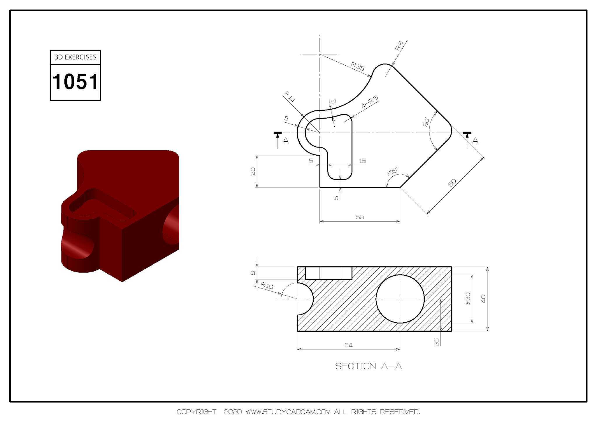 Studycadcam 3D CAD 练习 1051/Autodesk Inventor Pro