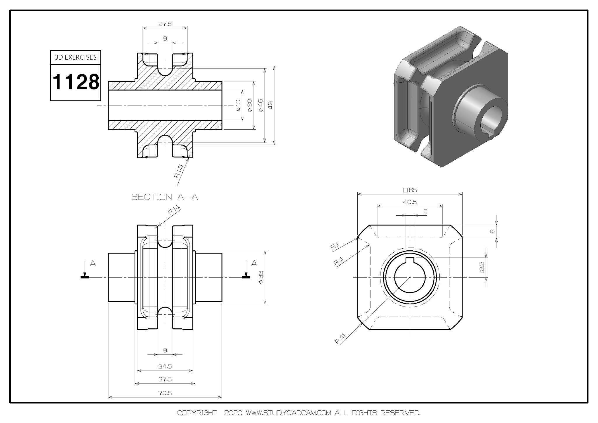 Studycadcam 3D CAD 练习 1128/Autodesk Inventor Pro