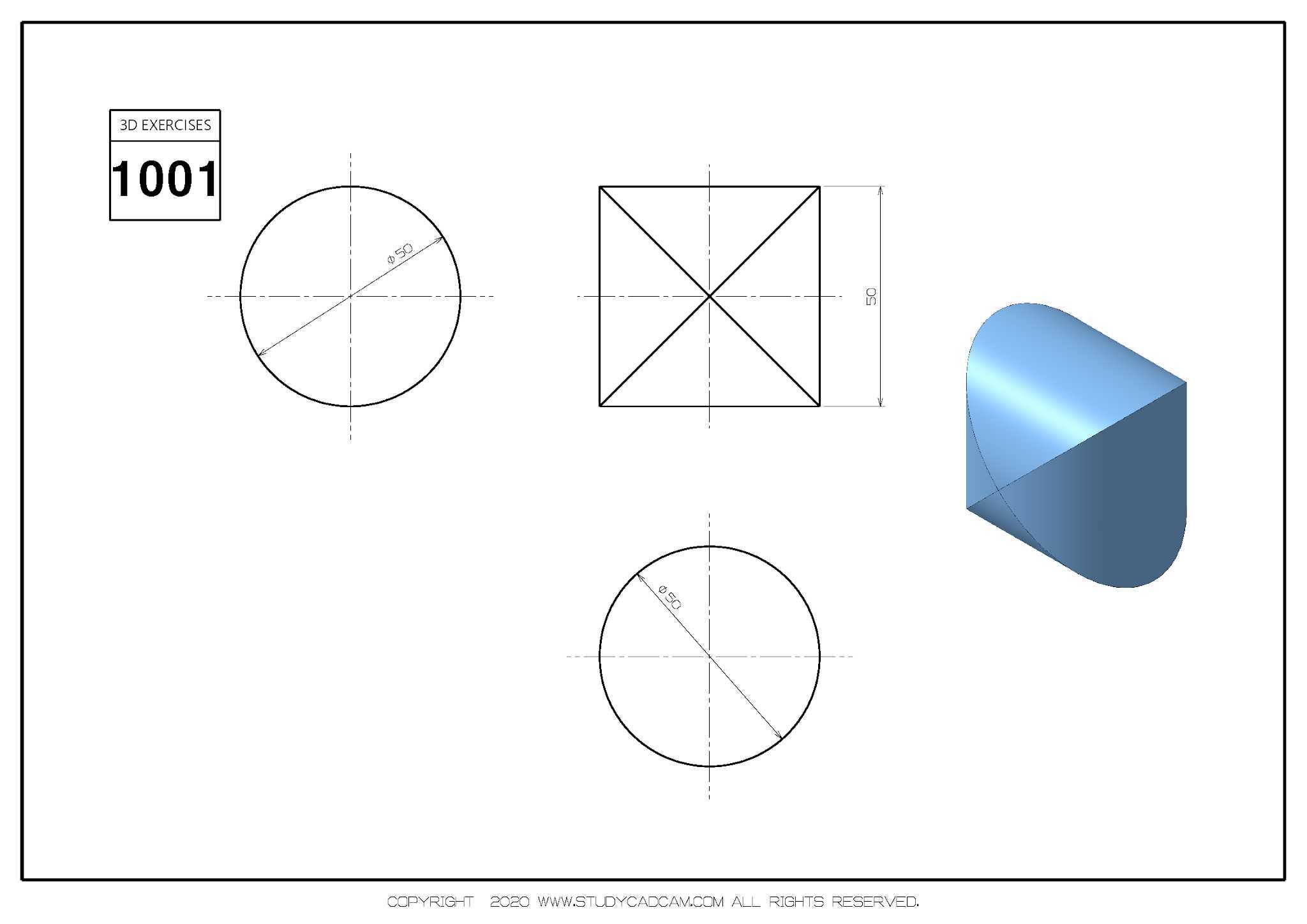 Studycadcam 3D CAD 练习 1001/Autodesk Inventor Pro