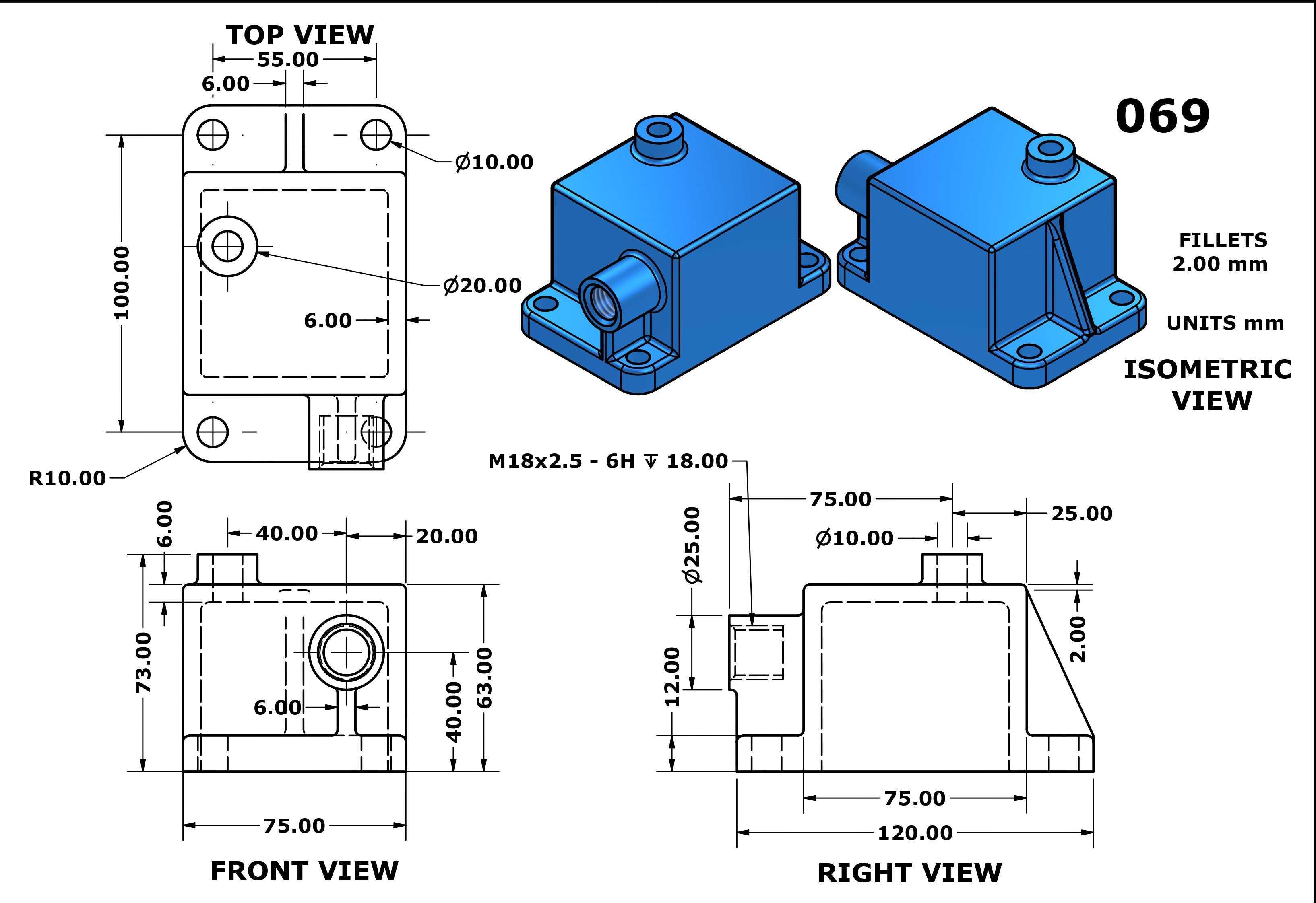 3D CAD 基础练习 069/Autodesk Inventor Pro