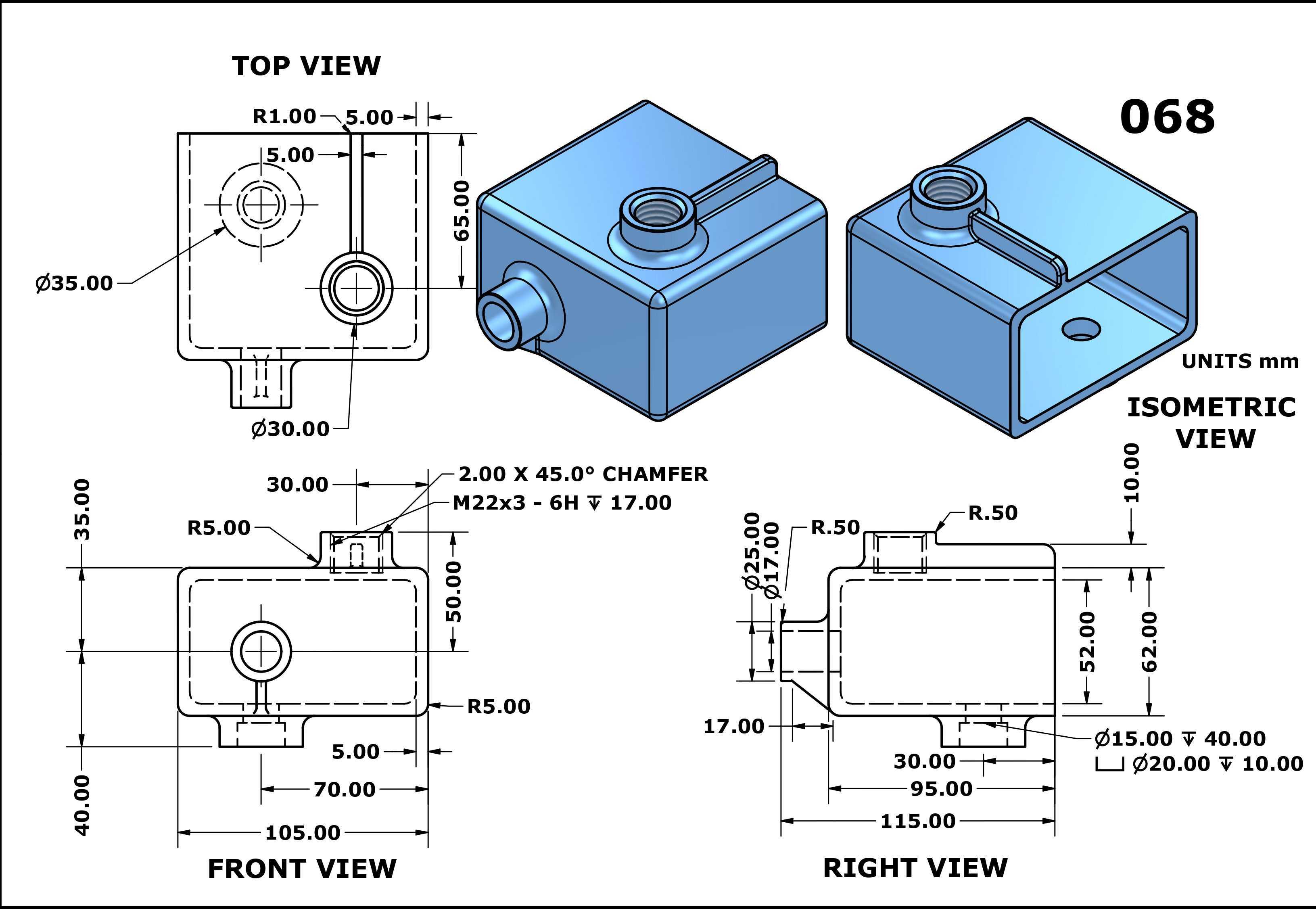 3D CAD 基础练习 068/Autodesk Inventor Pro