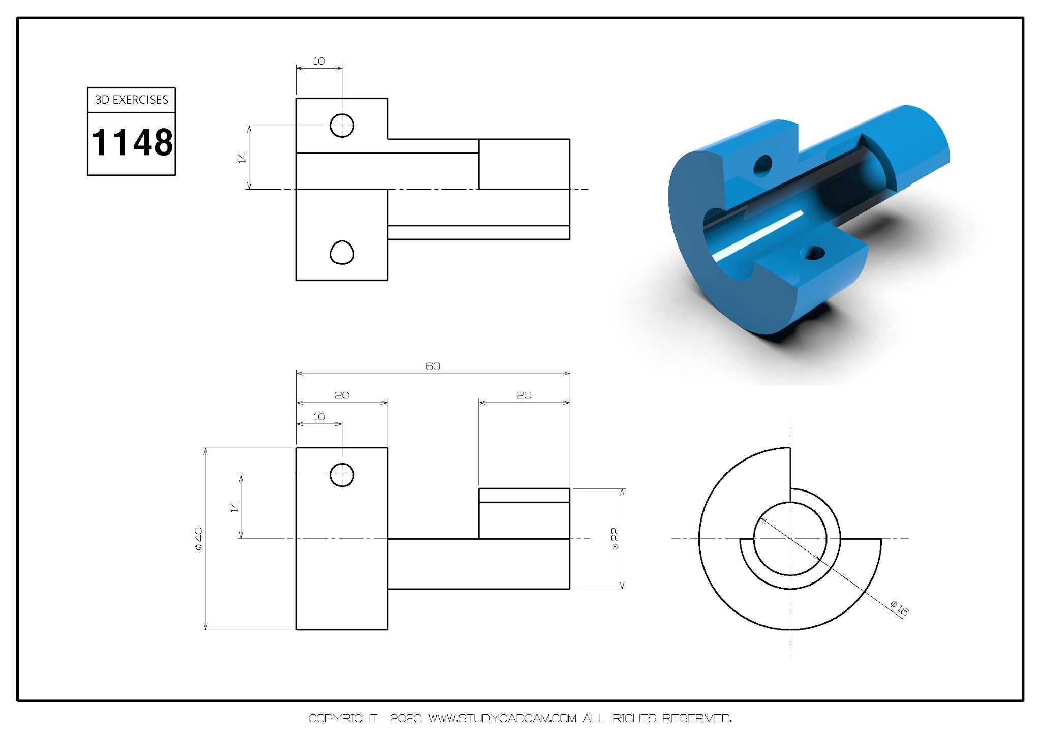 Studycadcam 3D CAD 练习 1148/Autodesk Inventor Pro