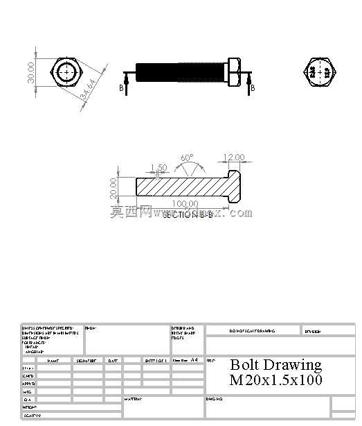 螺母和螺栓 M20x1.5x100