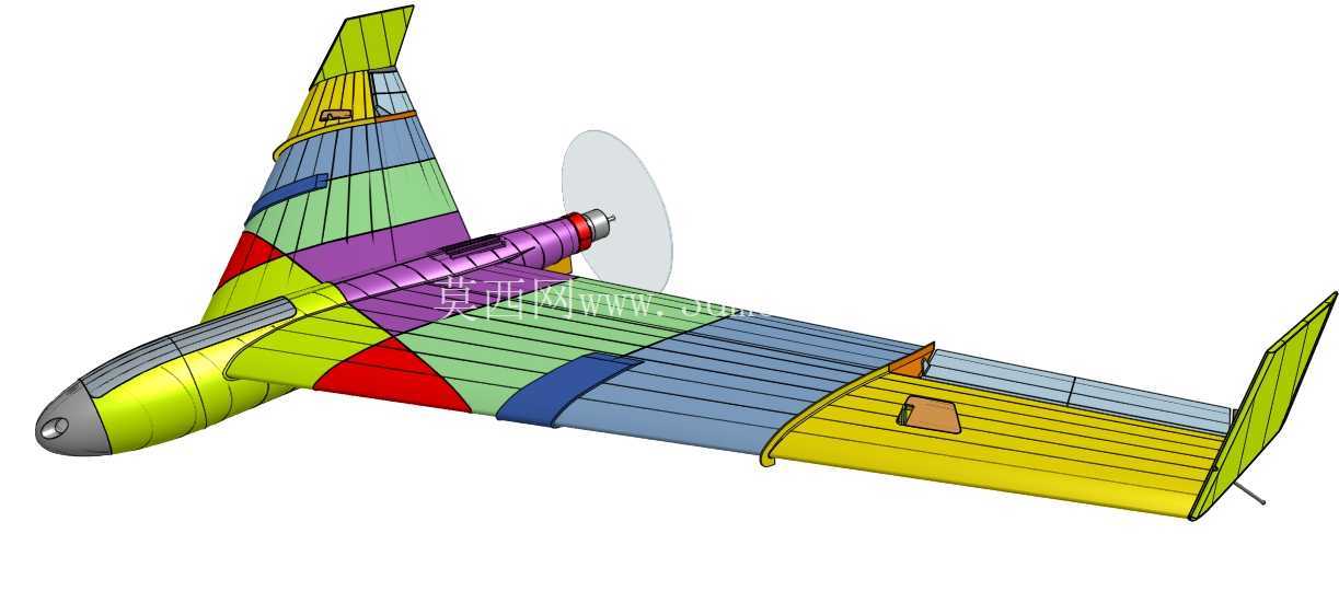 乐的猎鹰3D打印R/C飞行翼,48英寸W.s.10-12-24