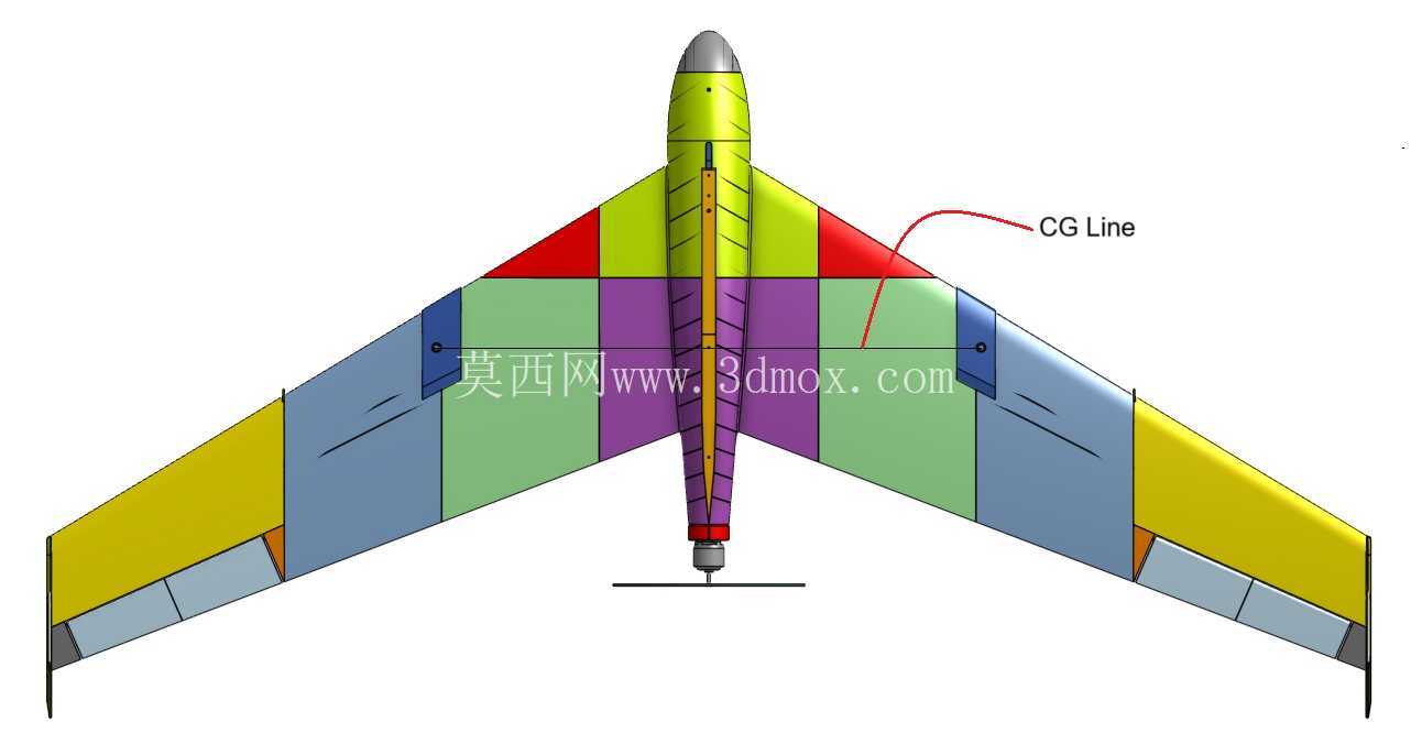 乐的猎鹰3D打印R/C飞行翼,48英寸W.s.10-12-24