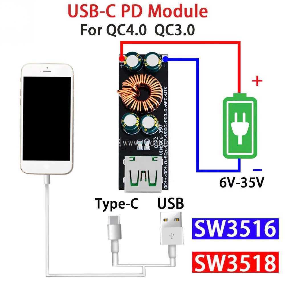 Sw3518/SW3516 QC4.0 QC3.0 USB Type-C�ֻ����ٳ��ת����6-35V��ѹ��ѹ��ѹ