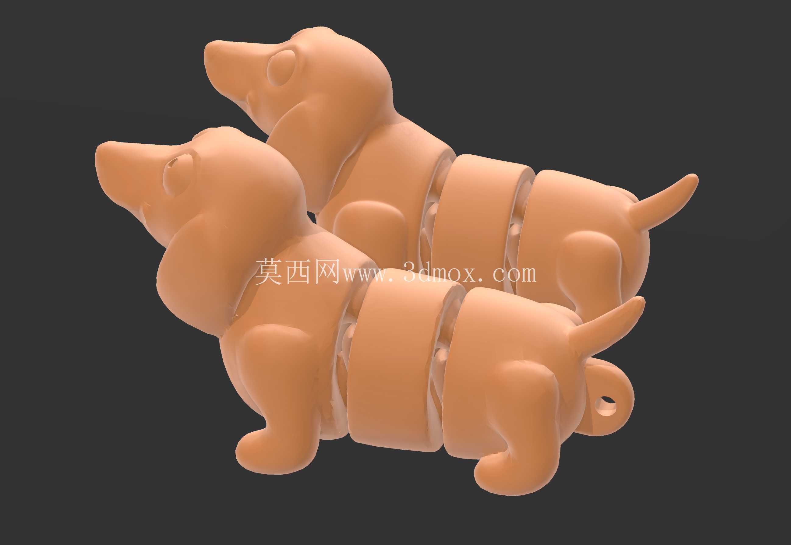 腊肠犬和猫的钥匙链铰接。