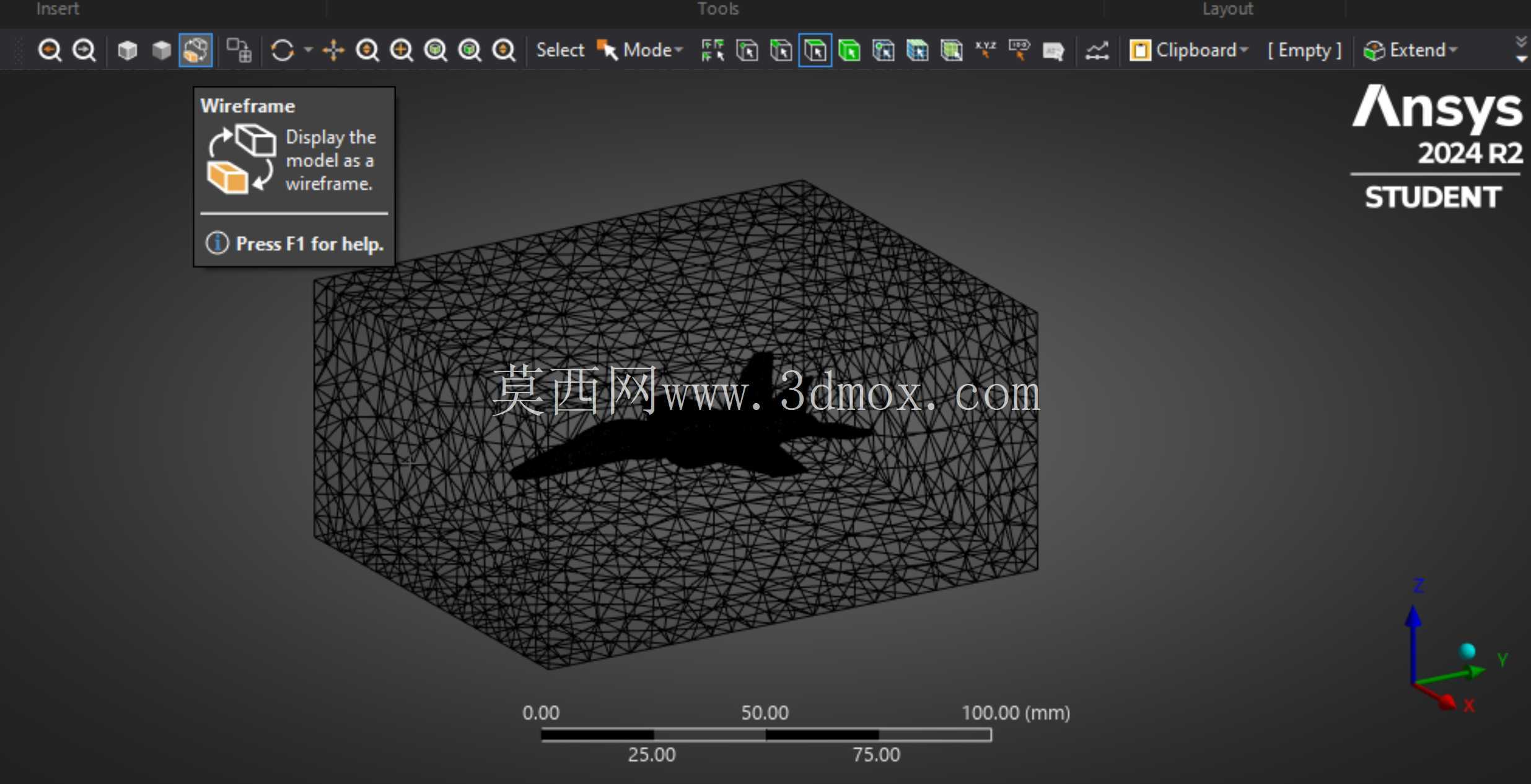 F18喷气式飞机的CFD模拟,入口速度=131 m/s,CFD Cd=0.03,NASA Cd=0.04,误差=25%