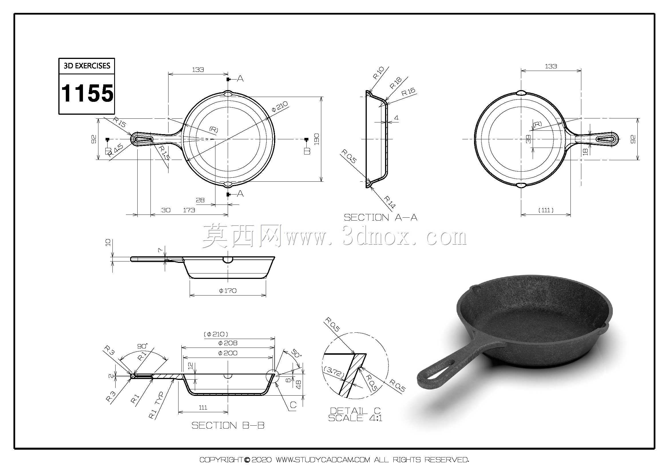 Studycadcam 3D CAD��ϰ1155/��������/Sarten de Hierro Fundido/Autodesk Inventor Pro