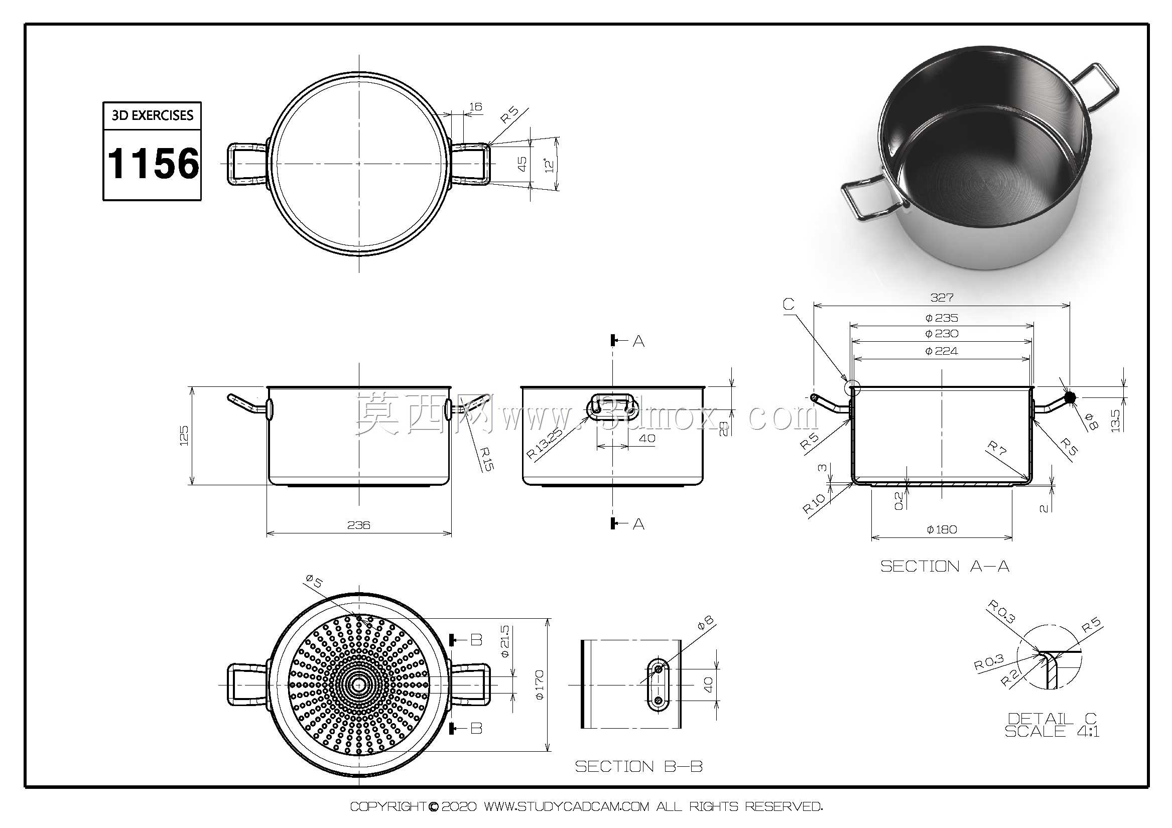 Studycadcam 3D CAD练习1156/Pot/Olla/Autodesk Inventor Pro