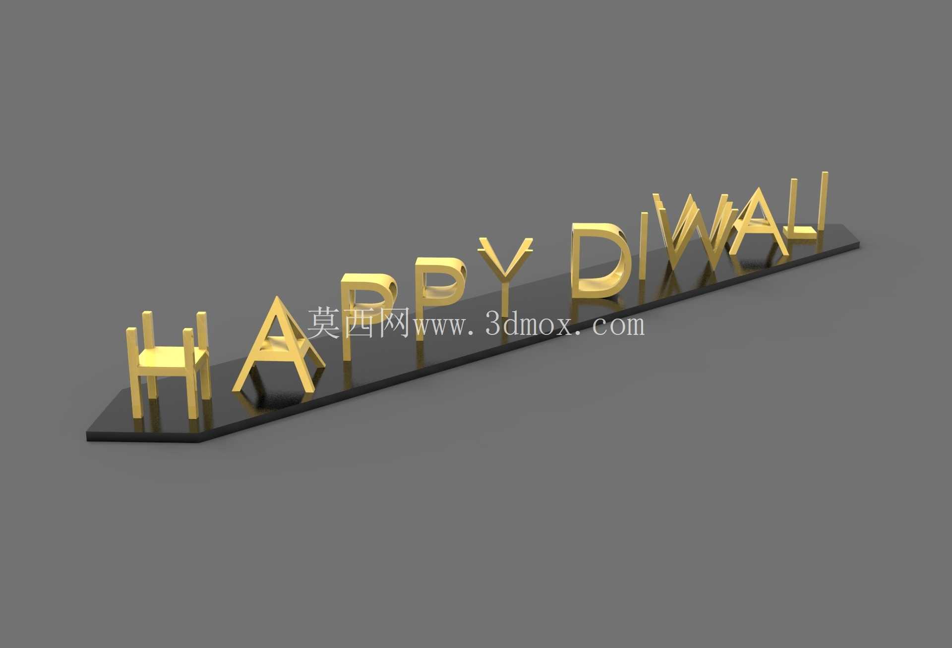 在solidworks中创建3D幻觉HAPPY DIWALI设计-MD RASHID