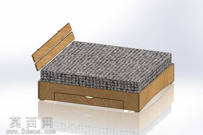 自定义作出与抽屉v3橡木床