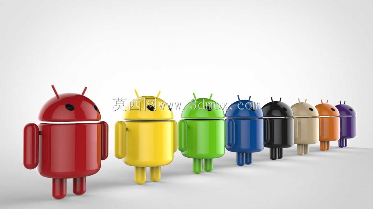 带文本的Android徽标3d
