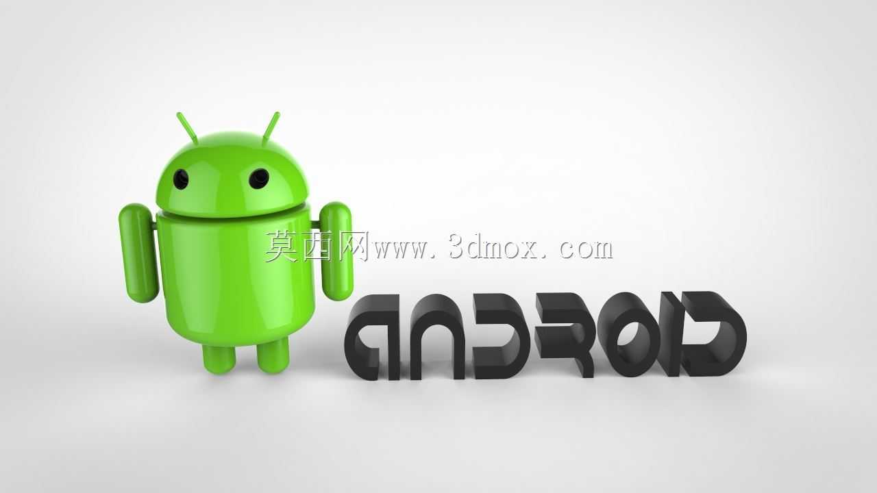 带文本的Android徽标3d