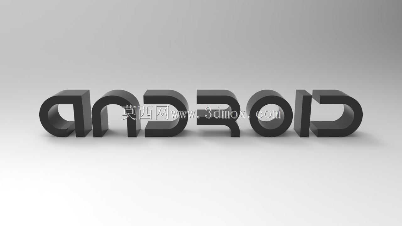 带文本的Android徽标3d