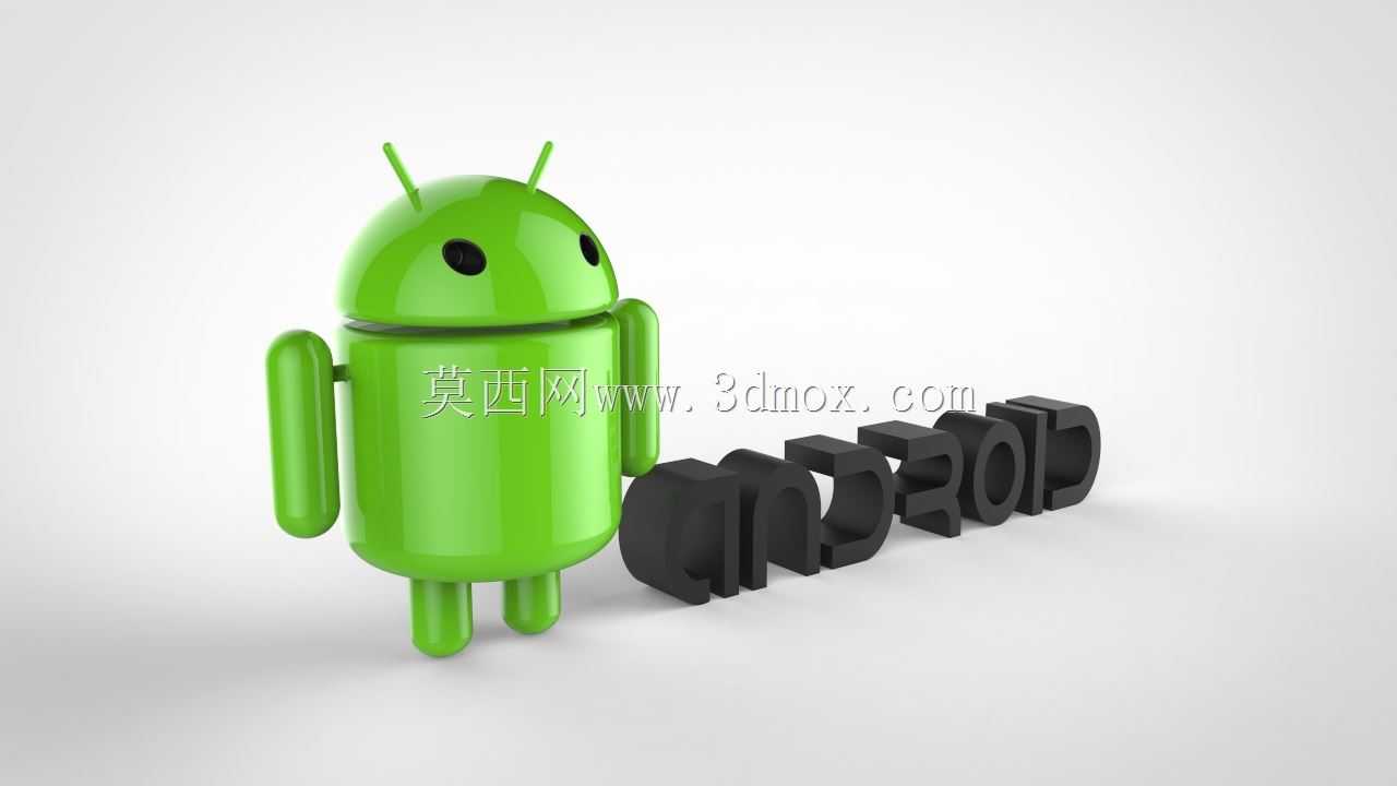 带文本的Android徽标3d