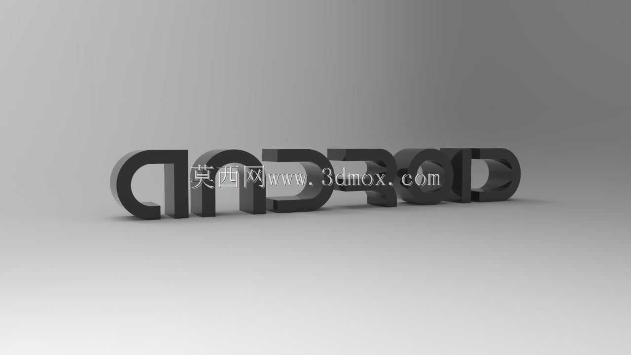 带文本的Android徽标3d