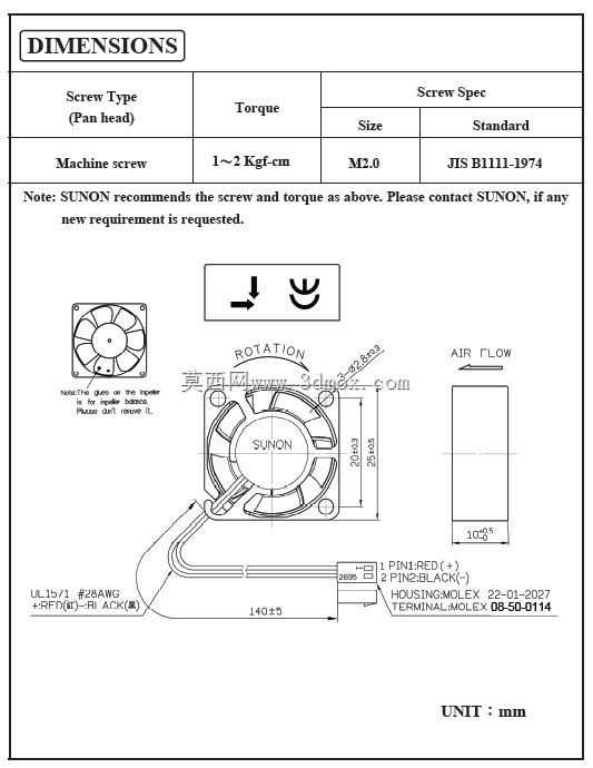 Sunonֱ�������25mm x 25mm x 10mm��