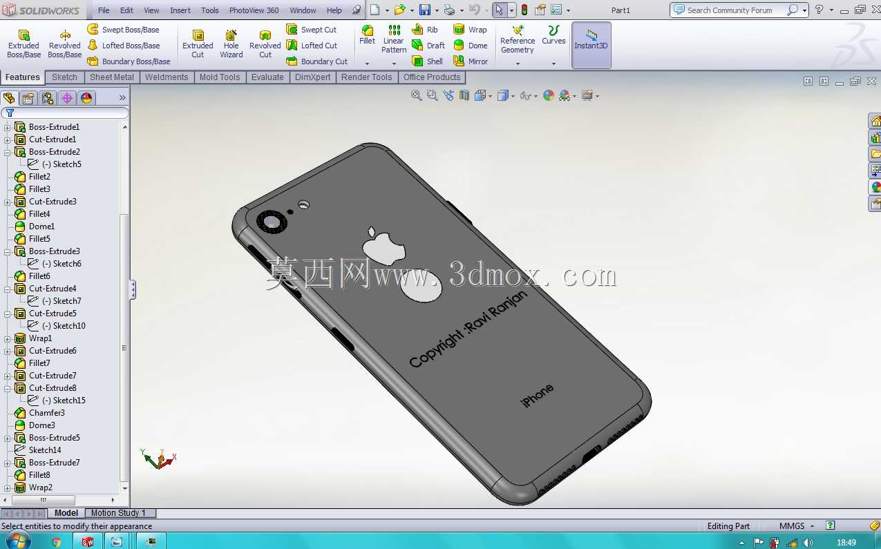 ��Solidworks��Ƶ�iPhone8Ԥ��ģ��