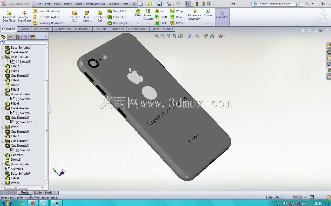 ��Solidworks��Ƶ�iPhone8Ԥ��ģ��