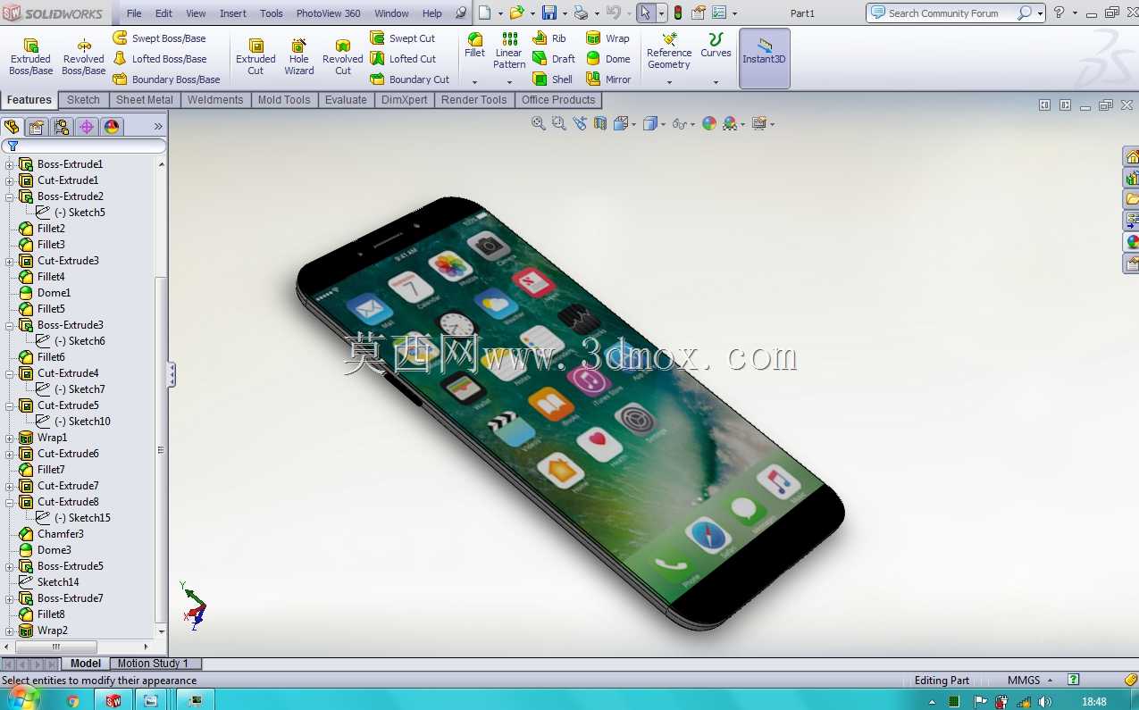 ��Solidworks��Ƶ�iPhone8Ԥ��ģ��
